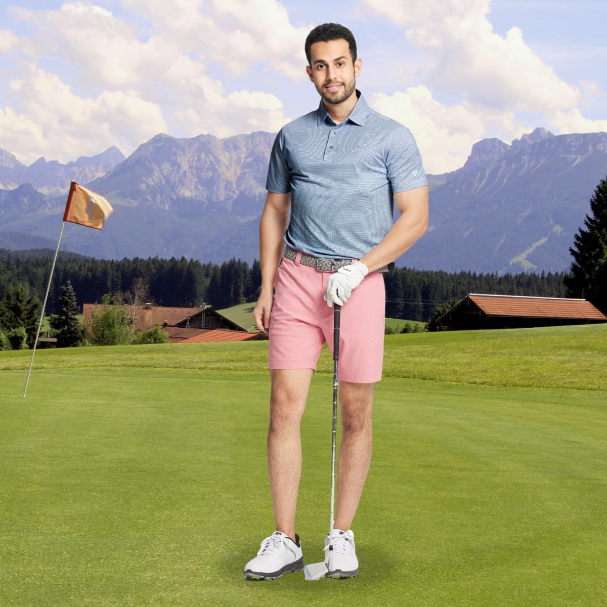 M MAELREG Golf Shirts for Men Dry fit Sports Jacquard Lightweight Performance Texture Short Sleeve Collared Polo Shirts