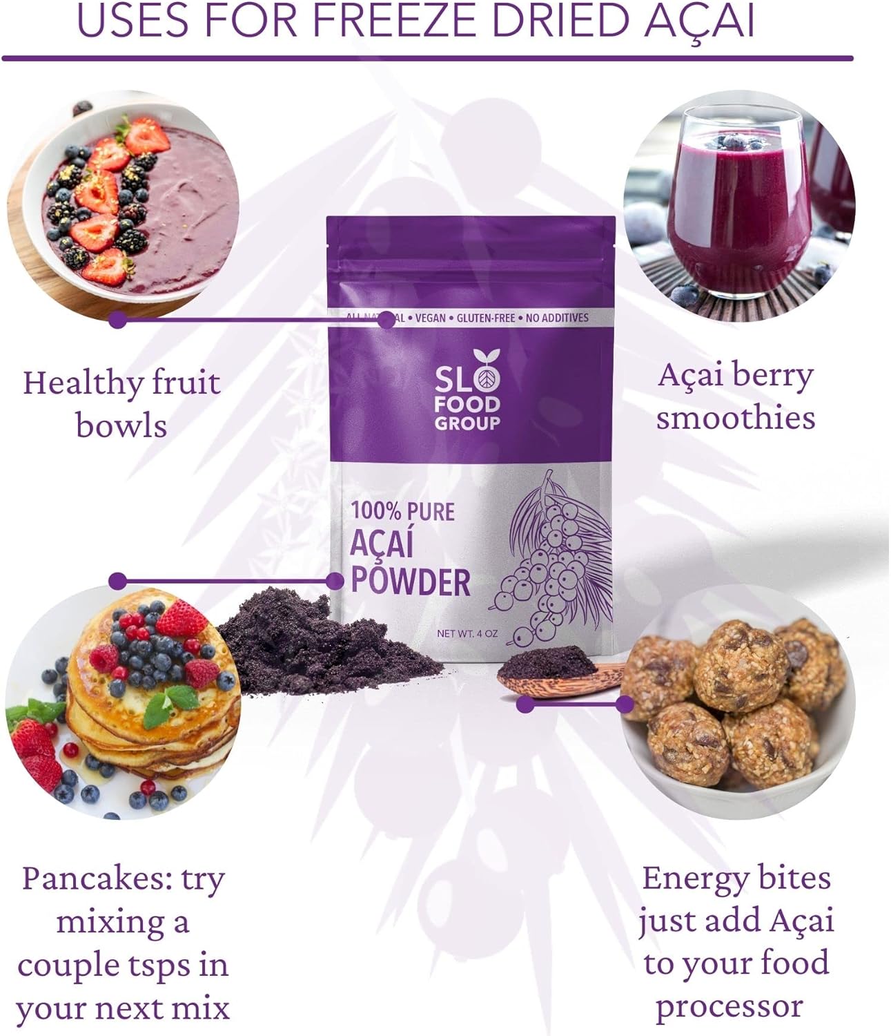 Slofoodgroup Freeze Dried Açaí Powder - Pure Acai Powder from Brazil (.5 Lb/8 oz Açaí), Acai Fruit Powder