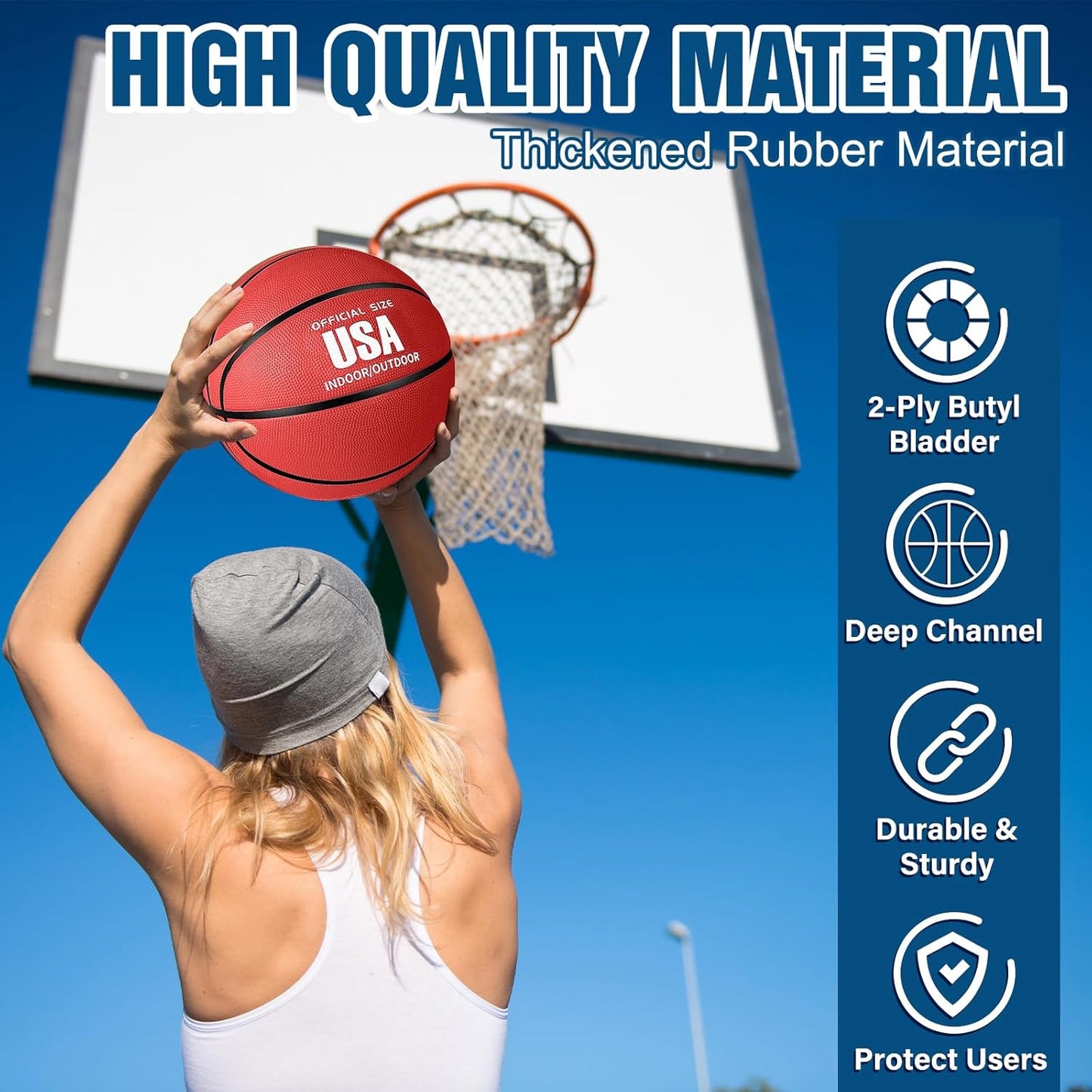 HyDren 12 Pcs Basketballs Bulk with Pump Donation Supplies Size 5/6/7 Deflated Basketball for Outside Sport Operation Machine Stitched Ball