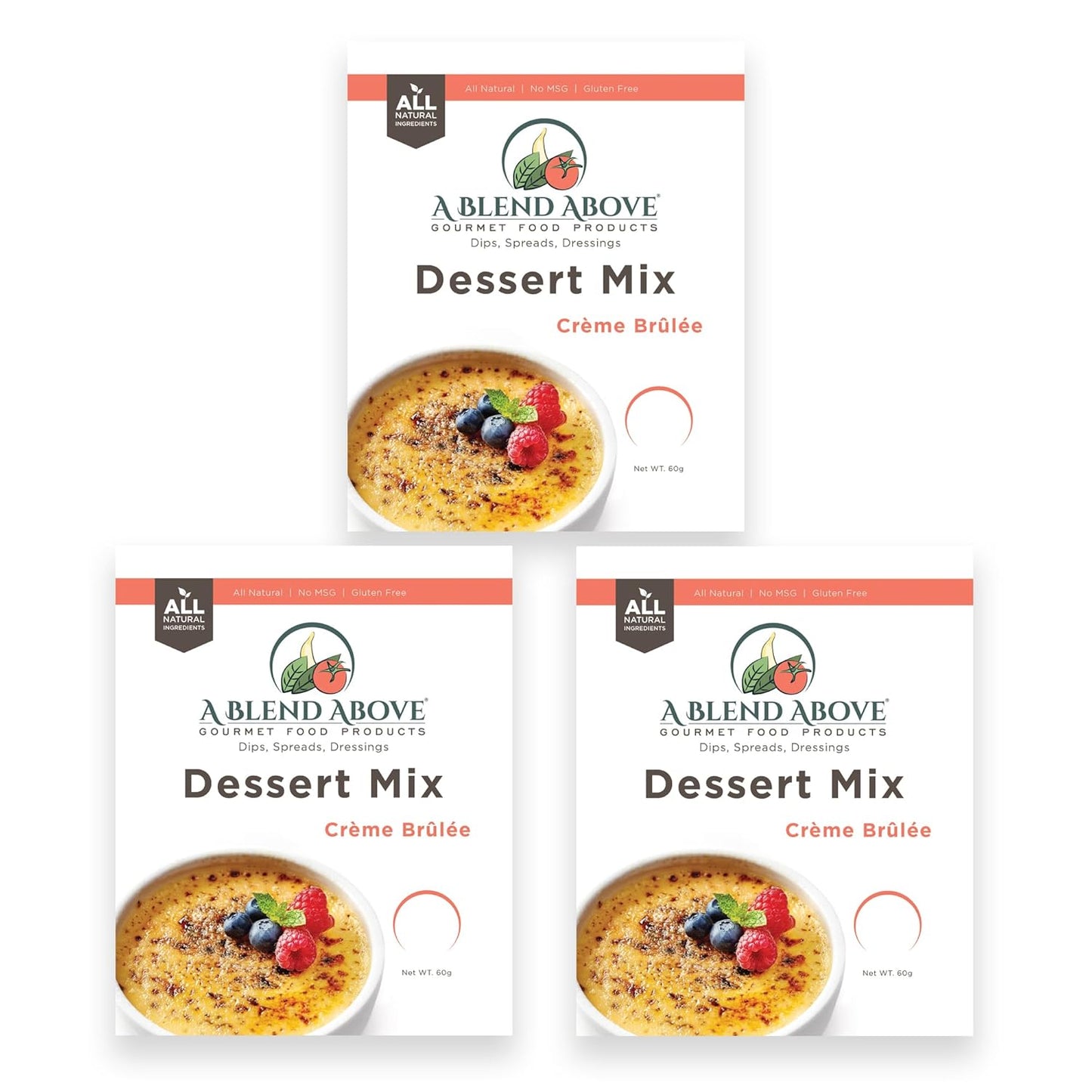 A Blend Above Creme Brulee No-Bake Dessert Mix, 3 Pack, No-Bake Cheesecake, Fruit Dip, Dessert Mix, Bagel Topping, Frosting, Cheesecake Filling, Quick and Easy to Make, Makes 16 Ounces, Cream Cheese,