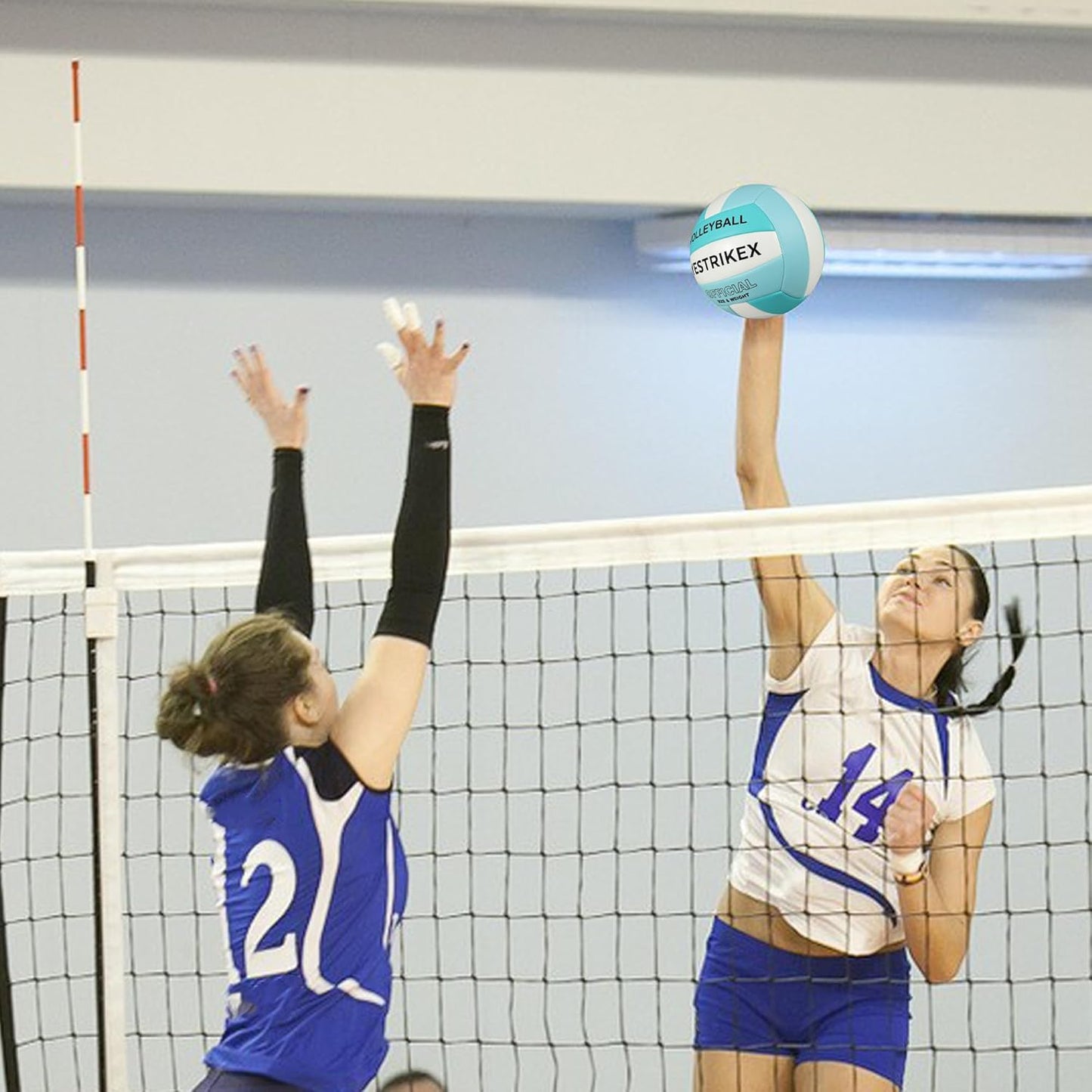 Official Size 5 Glow in The Dark Volleyball, Fluorescent Light Night Volleyball Soft Indoor Outdoor Volleyball Gift Luminous Night Light Ball for Game Gym Training Beach Play with Pump Kit