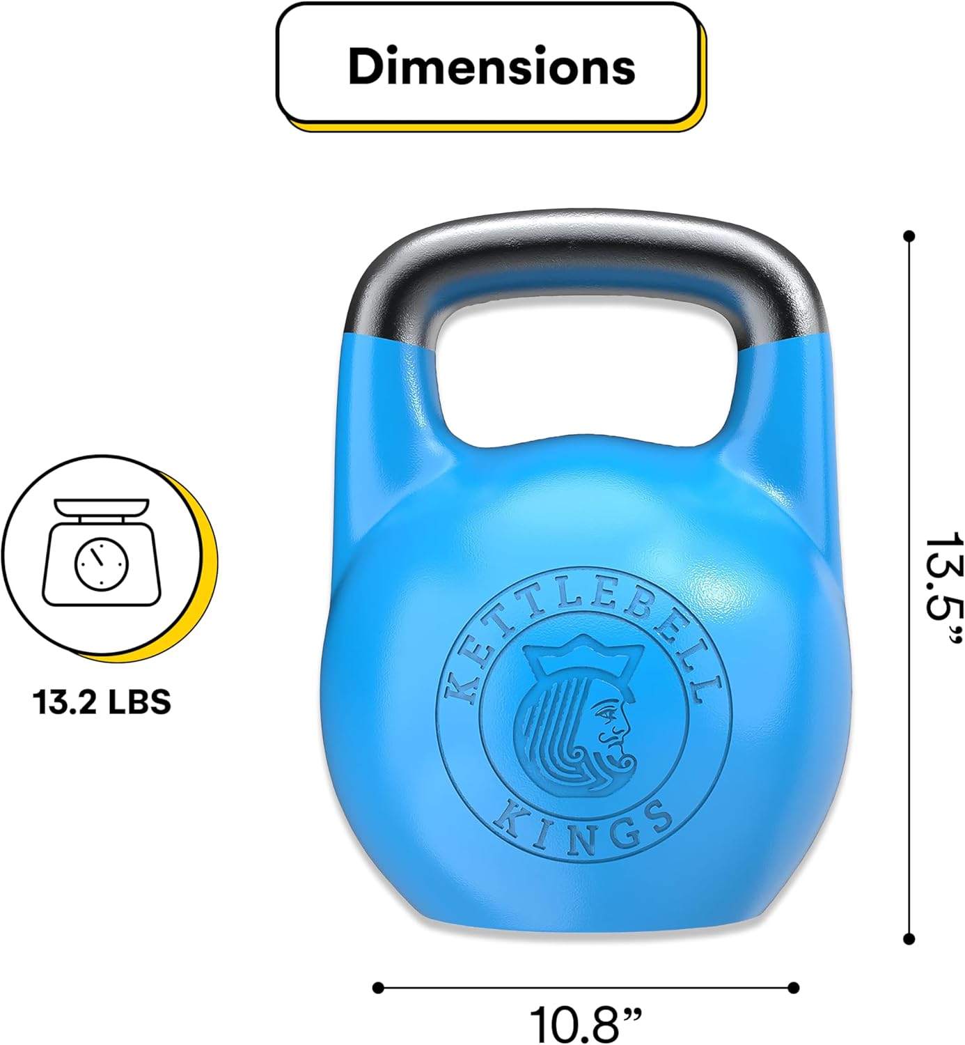 Kettlebell Kings Competition Kettlebells Weight (33mm handle) 4-32 KG | Hand weights Workout Gym Equipment & Strength training sets for Women & Men | Weights set for Home Gym