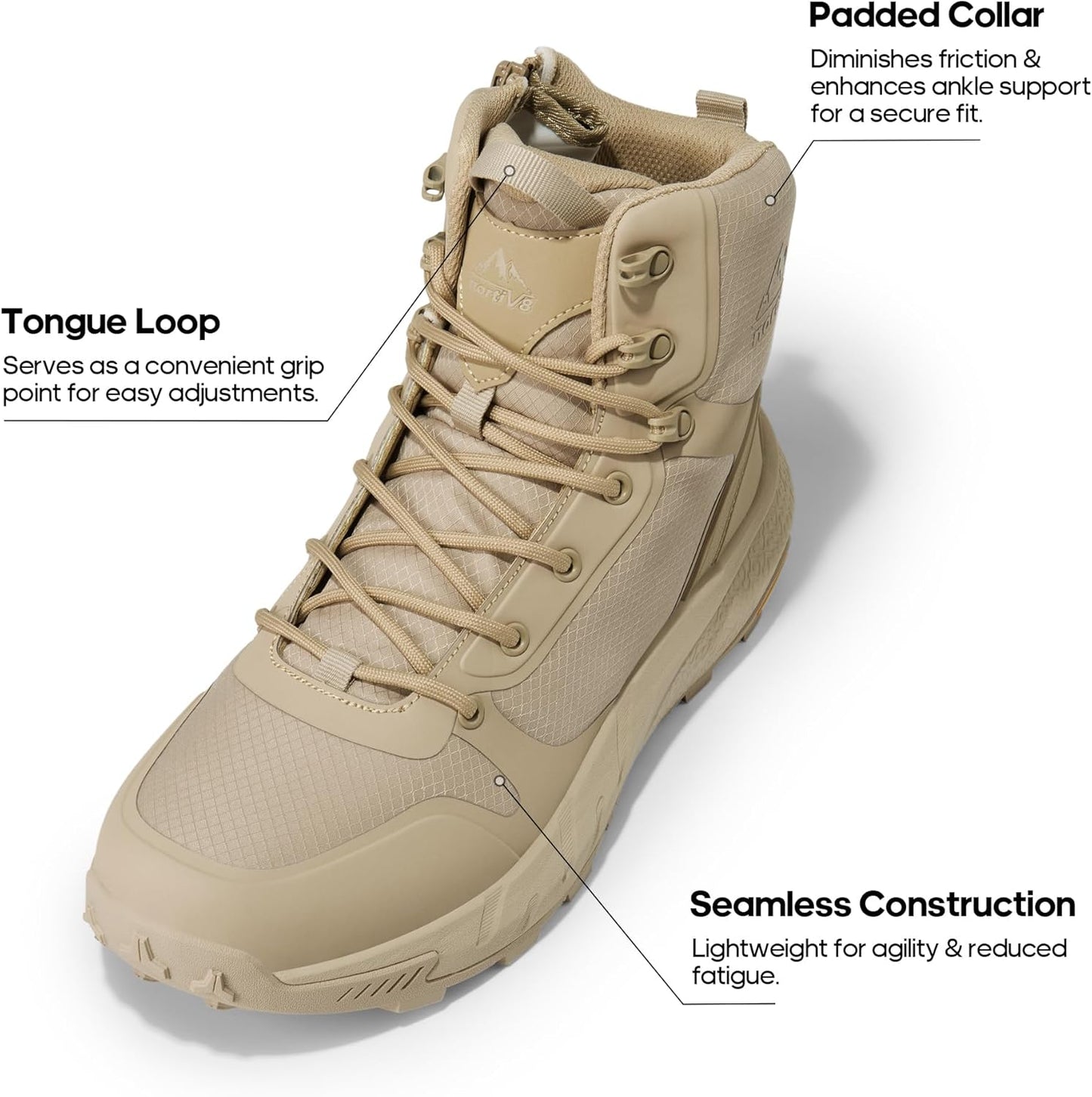 NORTIV 8 Men's Military Tactical Boot Lightweight Comfortable Boots for Work All Day Side Zipper Motorcycle Combat Hiking Boots Metrostrike(8-9 Inches)