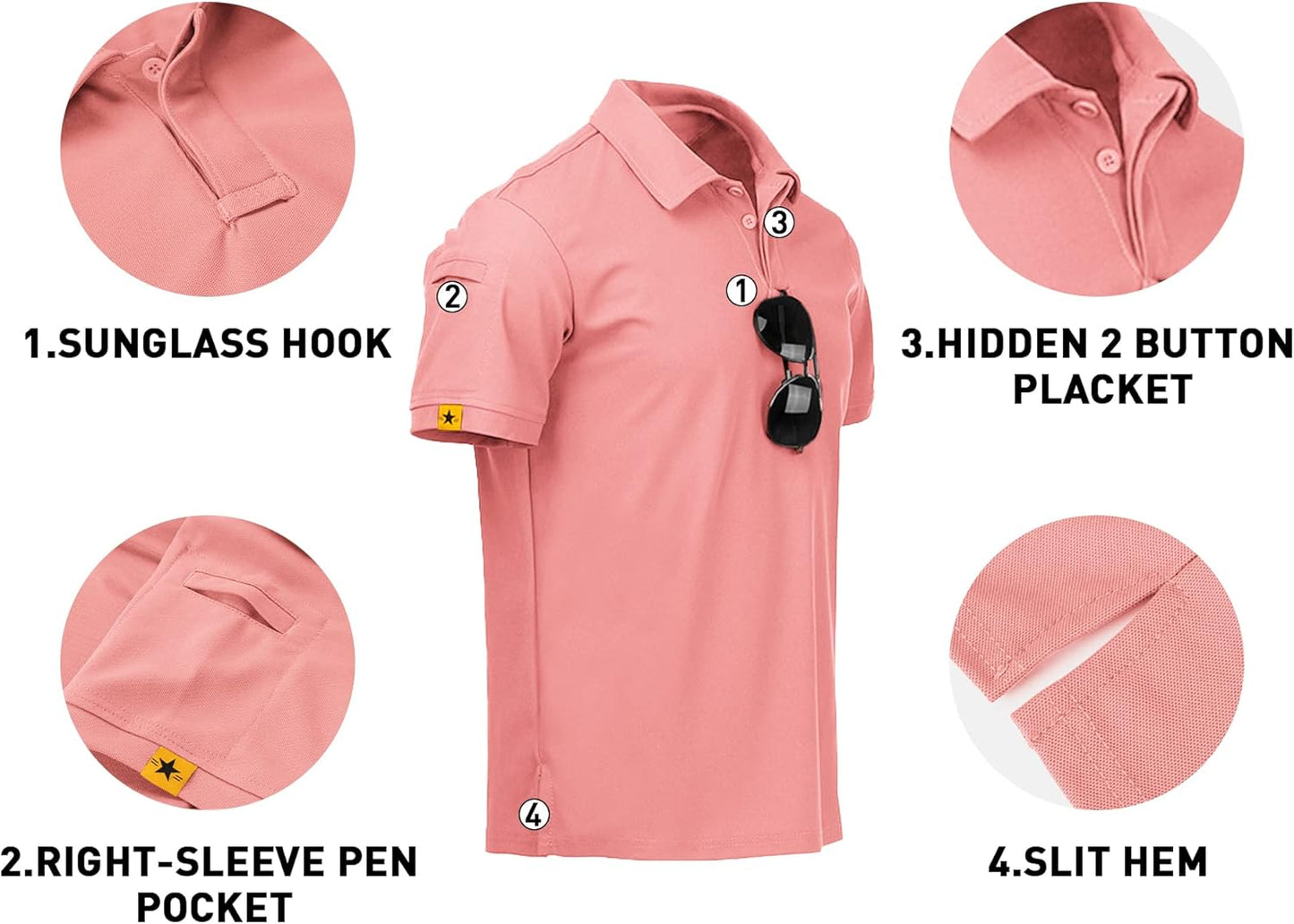 V VALANCH Mens Polo Shirts Short Sleeve Moisture Wicking Golf Polo Athletic Collared Shirt Tennis T-Shirt Tops