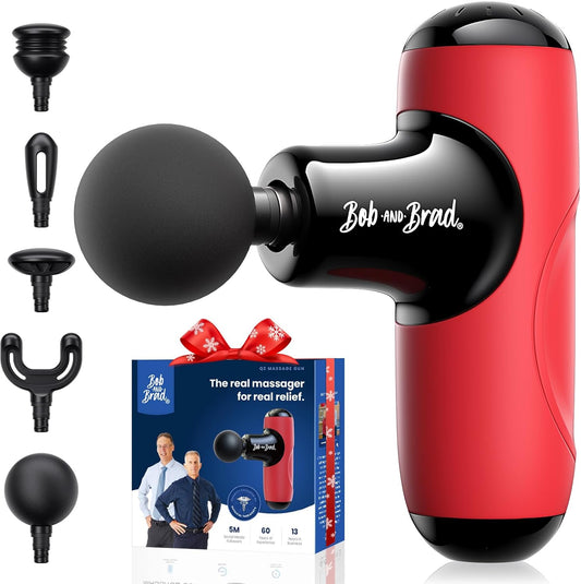 BOB AND BRAD Q2 Mini Massage Gun for Women - Portable Muscle Pain Relief, Powerful Deep Tissue Percussion Massager, Ultra Quiet Handheld Massager, Designed for Travel - Red