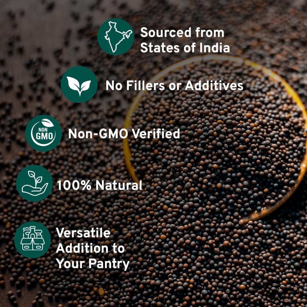 Black Mustard Seeds (397g/14oz), Gluten free, 100% Raw, Sourced from India, Packed in Resealable Zip Lock Pouch