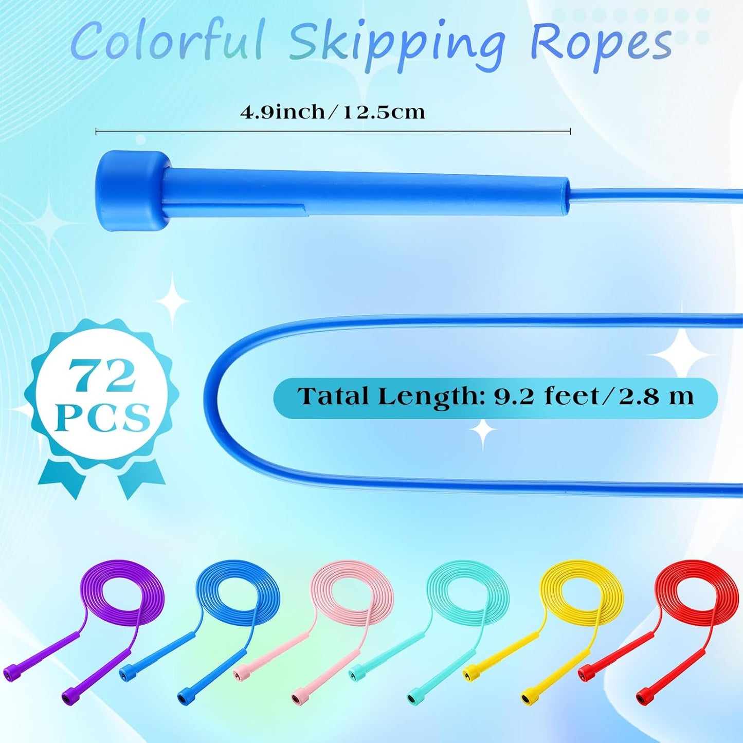 72 Pcs PVC Jump Ropes for Fitness 9.2 ft Adjustable Skipping Rope Versatile Unbreakable Speed Rope with Plastic Handles for Women Men Kids Endurance Training Cardio Exercise Workout