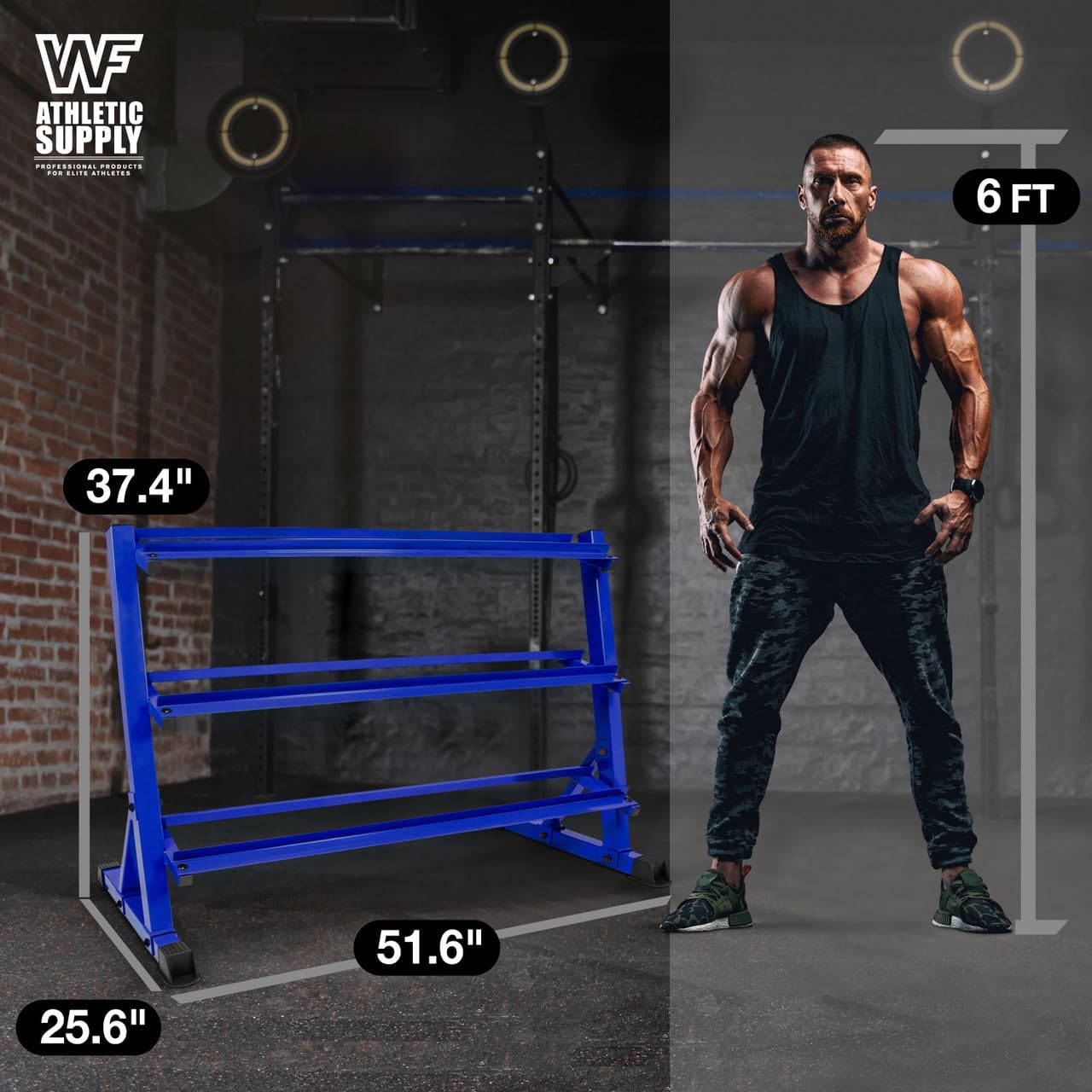 WF Athletic Supply Heavy-Duty Dumbbell Rack Stand, Weight Rack for Home Gym, Weight Holder, Available Sizes for Storage 5-50LB or 5-75LB Dumbbell Pairs, Black/Red/Green/Blue, RACK ONLY