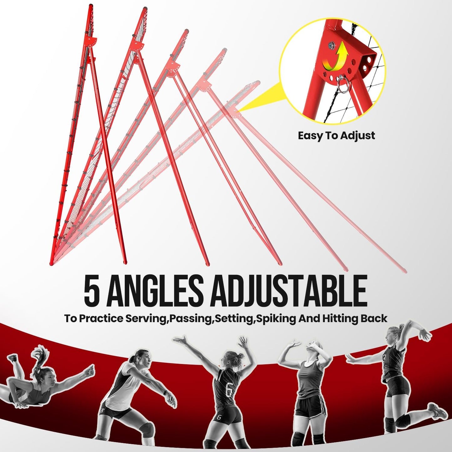 7x4FT Volleyball Rebounder Net,Angle Adjustable Volleyball Training Equipment for Hitting,Blocking,Serving,Setting, Easy Setup Volleyball Rebound Net, Portable Volleyball Trainer for Kids and Adults