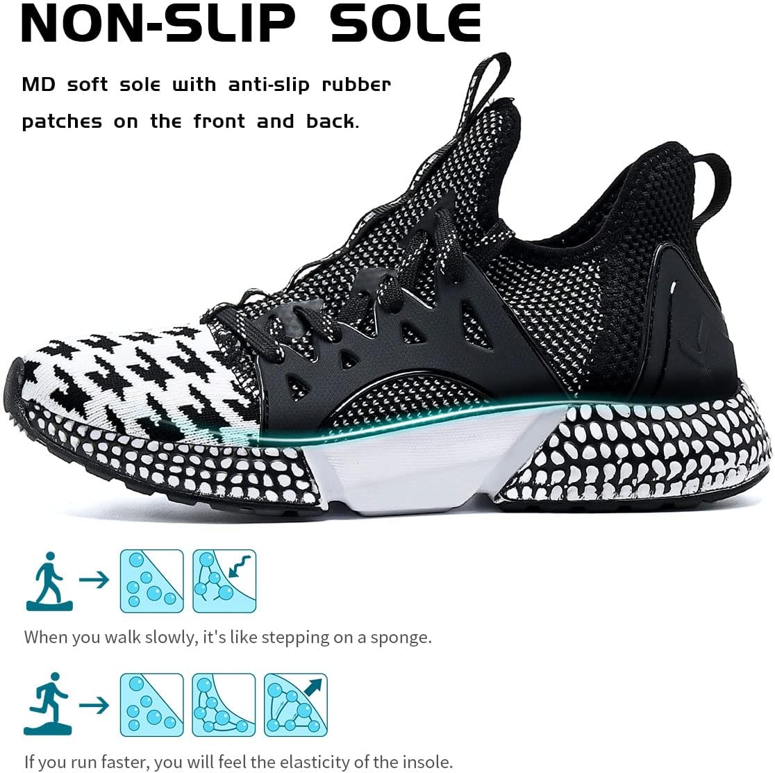 WETIKE Boy's Shoes Mesh Slip on Lightweight Running Sneakers