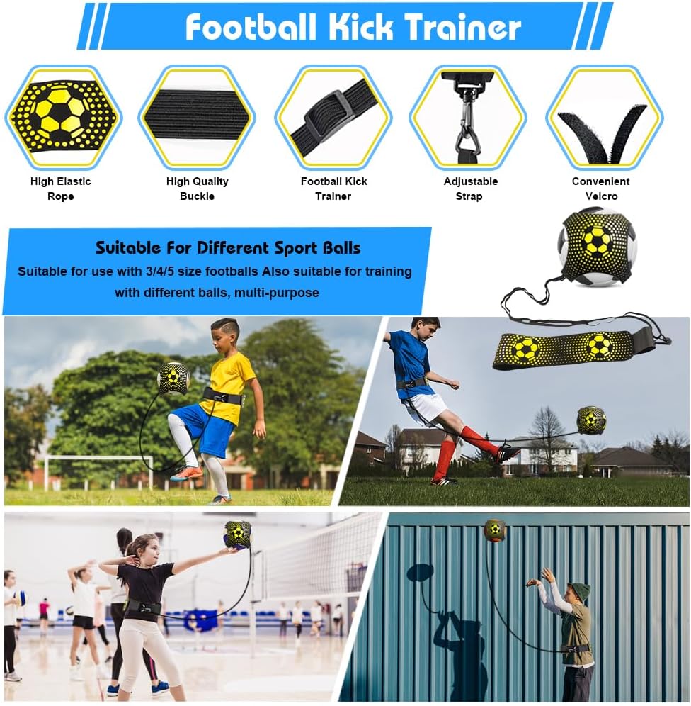 Soccer Speed Agility Training Set - 20FT Agility Ladder 12/16 Sports Cones and Soccer Kick Trainer Football Training Equipment Footwork Drills for Youth and Adults