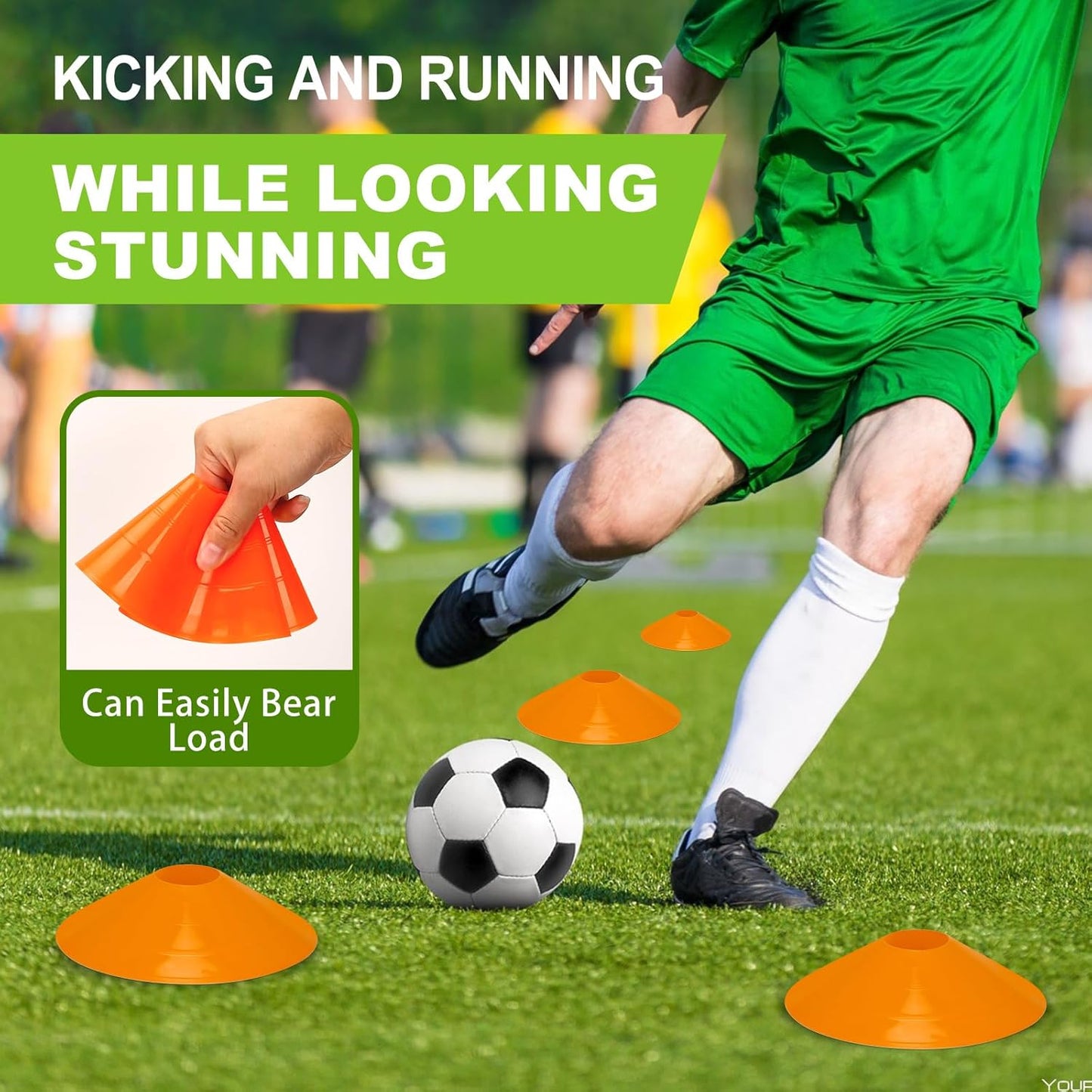 Ashsajkd(Set of 25/50/100 - Agility Soccer Cones with Carry Bag and for ， Football Cones for TrainingFootball, Basketball, Coaching, Agility Cones for Indoor and Outdoor Games