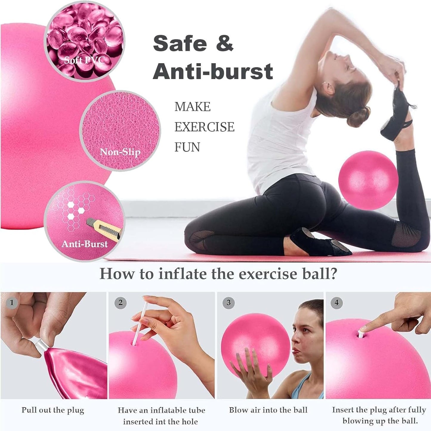 Pilates Ring and Ball Set Bulk, Pilates Equipment with 12 Inch Pilates Circle Rings, Small Yoga Balls, Resistance Bands, Pilate Essential Kit Bulk for Home Workouts Women, Pilates & Yoga Studio
