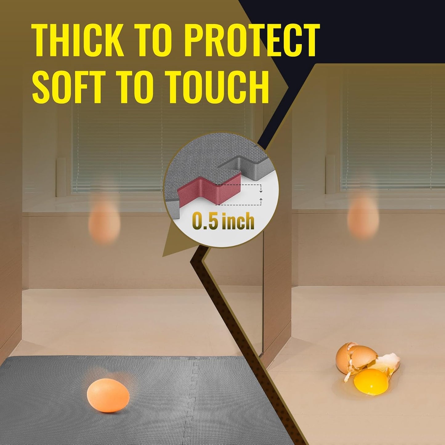 Hulkfit Puzzle Exercise Mat with EVA Foam Mat Interlocking Floor Tiles for Home Gym Mats Flooring for Garage Floor Padding for Kids Exercise Equipment Mats