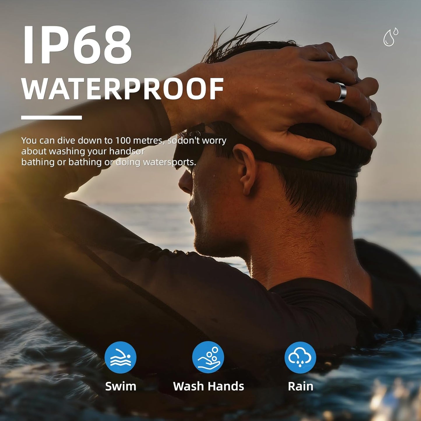 Smart Ring Health Tracker, Sleep Tracker Ring with Heart Rate, Blood Oxygen, Sleep Quality Monitoring, Air Gesture (Black, Size 7-14)