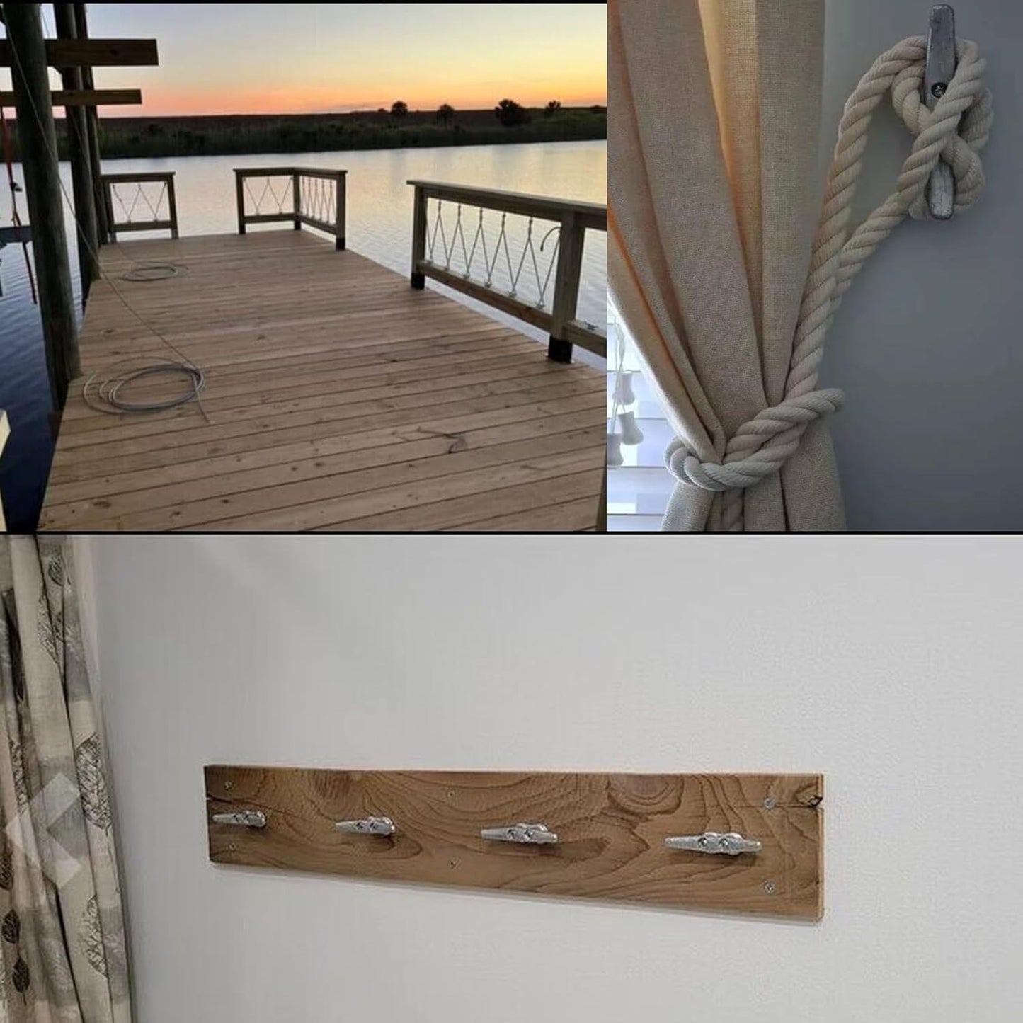 4 inch Dock Cleats 4/6/8/12/16/20/24 Pack,Boat Dock Cleats Rope Cleat Marine Cleats Iron Boat Cleats with Hardware ldeal for Deck,Nautical Decor,Cleats for Boat Dock,Boat Tie Down Cleats