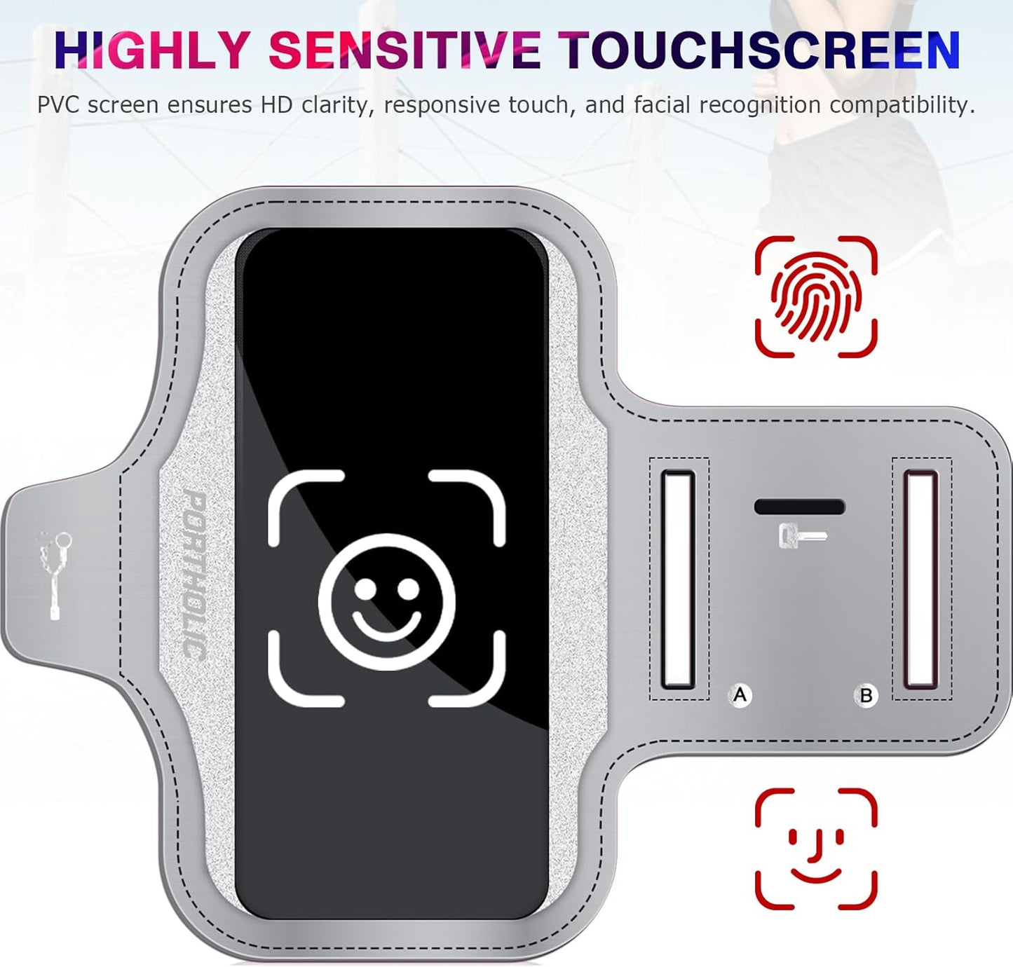 PORTHOLIC 2025 Running Armband Water Resistant Sports Phone Holder Case with Extension Strap, Key Card Slot Up to 6.9" Phone for iPhone 17/16/15/14/13 Plus Air Pro Max XR/XS, Galaxy S25/24/S10