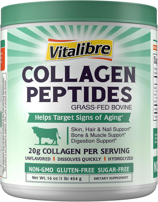 Bovine Collagen Peptides Powder for Women and Men, Grass-Fed Hydrolyzed Collagen Protein Type I & III, Skin, Hair, Nails, Bones, Digestion, Unflavored, Non-GMO, Keto & GF, 22 Servings, 16oz
