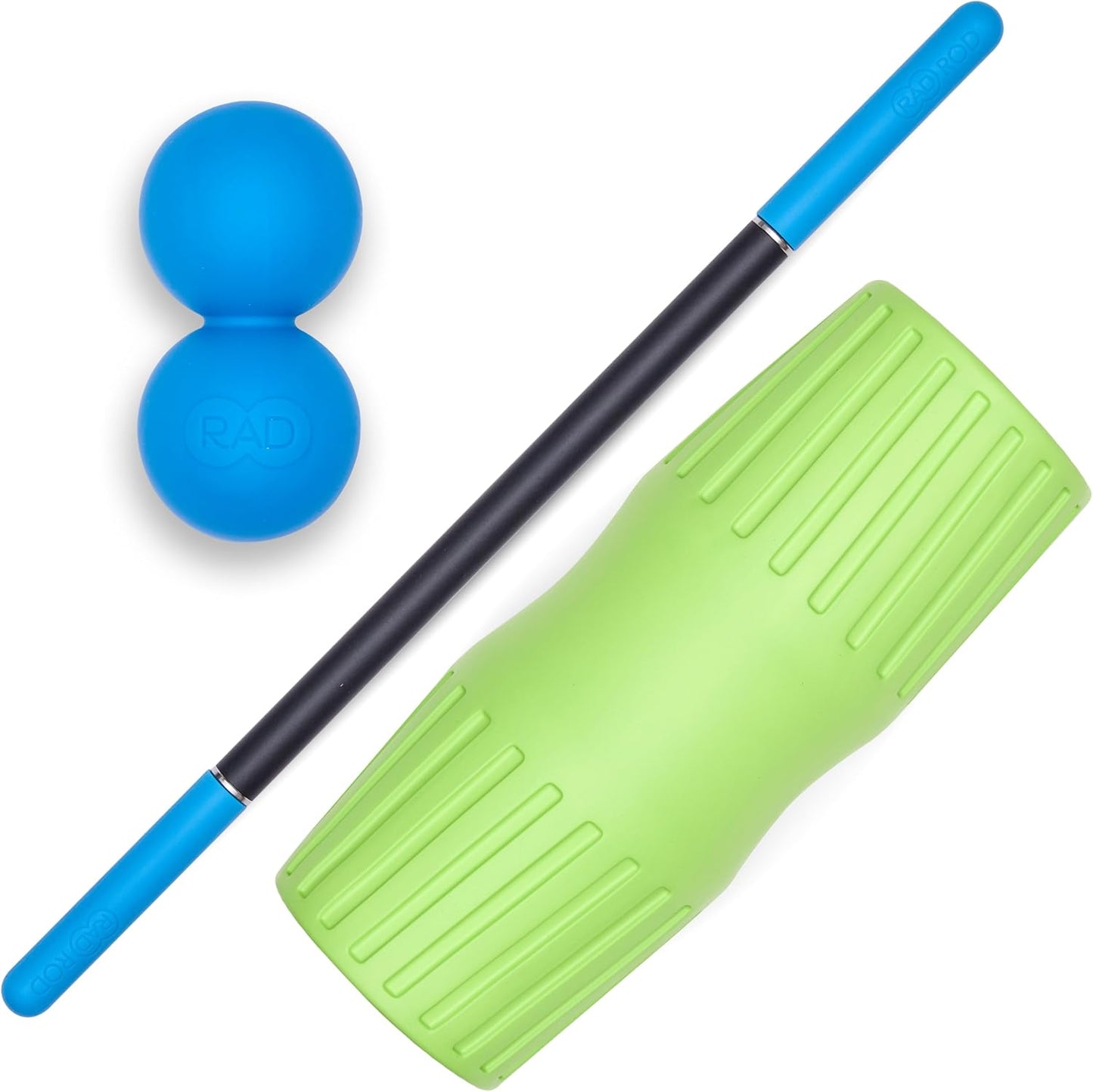 RAD Mobility Starter Pack for Myofascial Release, Muscle Recovery, and Tension Relief – Includes Exercise Foam Roller, Peanut Massage Ball, and Massage Stick