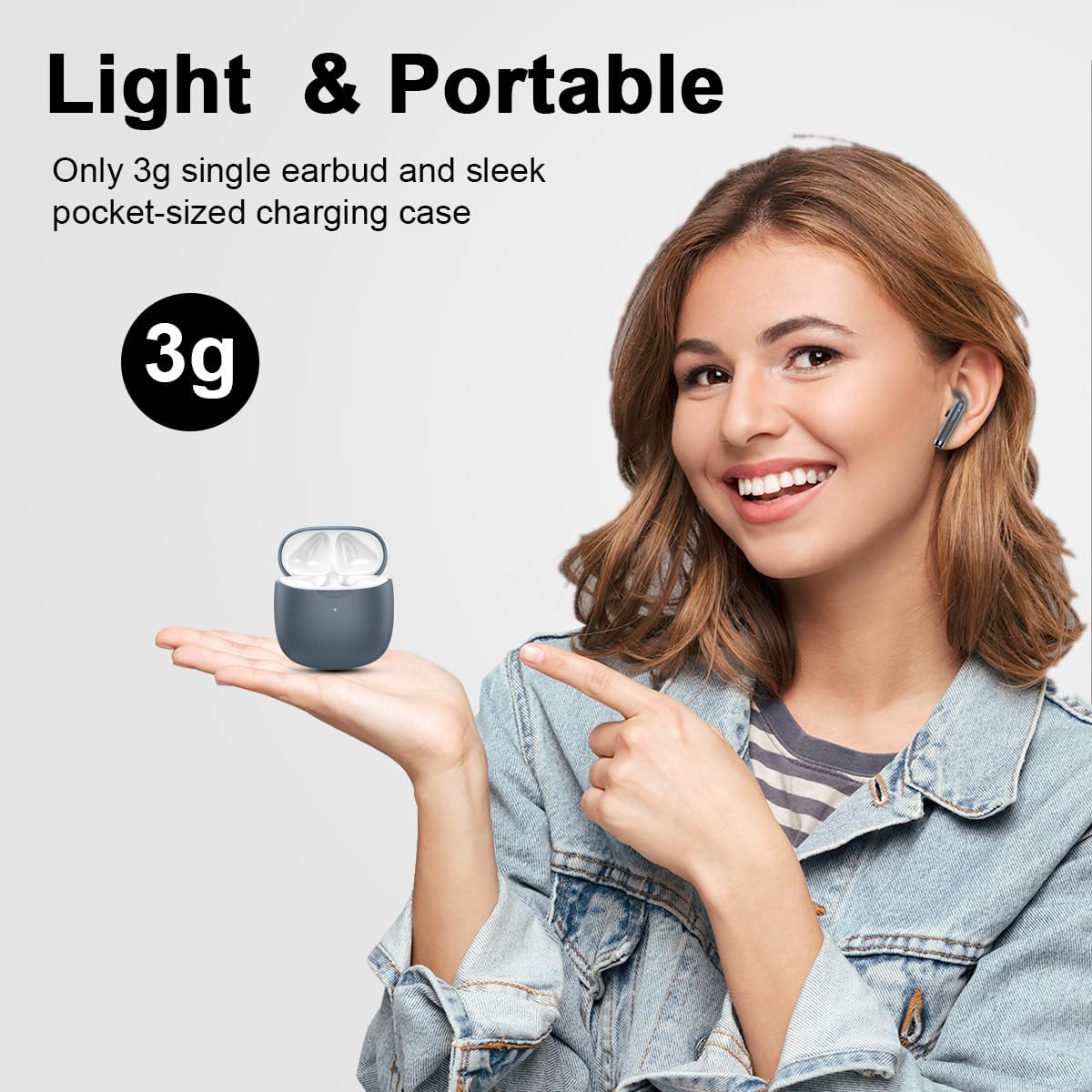 Wireless Earbuds, Bluetooth 5.4 Headphones in Ear with Noise Cancelling Mic, Bluetooth Earbuds Stereo Bass, IP7 Waterproof Sports Earphones, 32H Playtime USB C Charging Ear Buds Gray for Android iOS