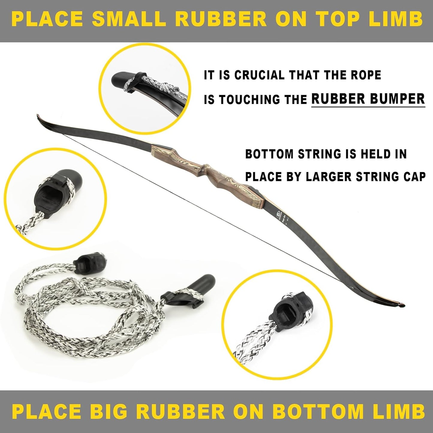 JEKOSEN Recurved Wooden Takedown Archery Bow 62" Hunting Bow - Arrows Quiver Bag and Bow Stringer Tool Included - Right & Left-Handed 25-55 LBS Draw Weight