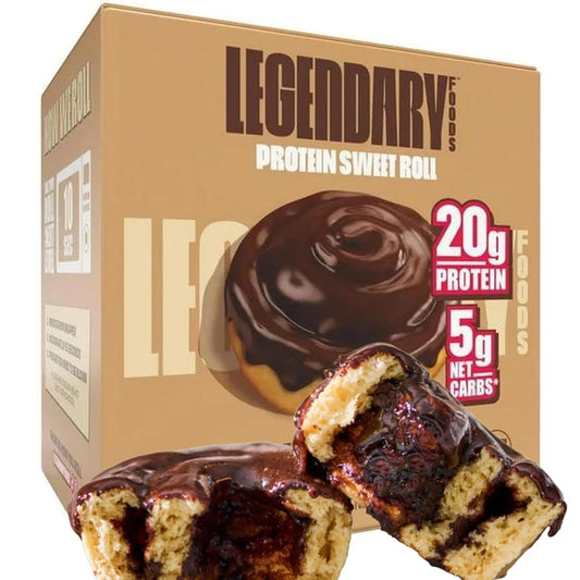 Legendary Foods 20g Protein Chocolate Sweet Roll - Premium High Protien Bars, Low Carb Meal Replacement Snack, Low Glycemic Index, Gluten Free Snacks - Zero Sugar, Keto and Diabetic Friendly 4-Pack