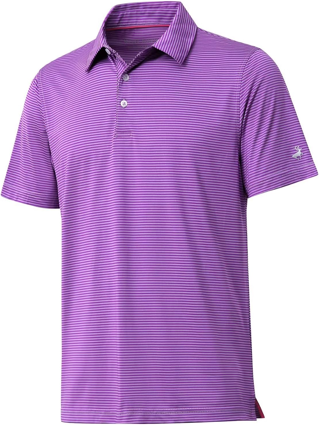Mens Golf Shirt Moisture Wicking Dry Fit Performance Sport Short Sleeve Striped Golf Polo Shirts for Men