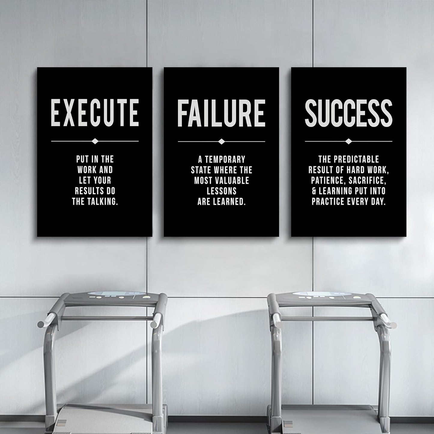 Framed Canvas Wall Art Success Quote, Office Wall Art, Black Large Poster, Positive Motivational Set of 3 Prints, Execute Failure Definition, Inspirational Print (A-3pcs,20x30inchx3pcs)