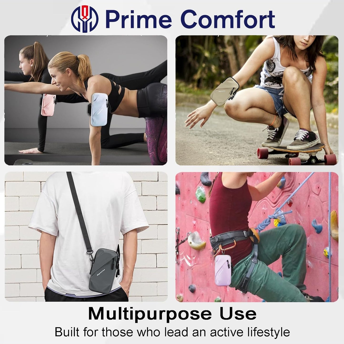 Cell Phone Armbands Running Phone Holder Armband, Shoulder Holster Phone Purse Crossbody Bag Pouch (Gray)