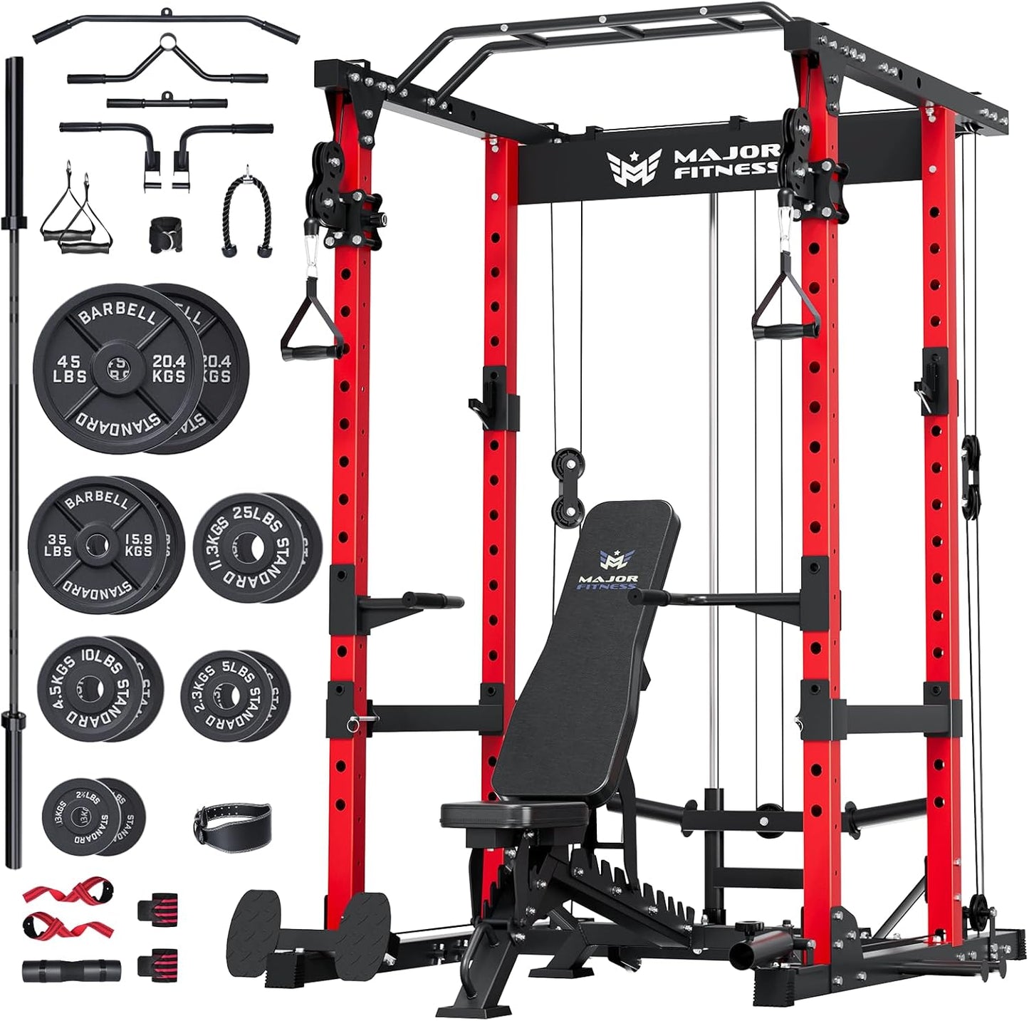 MAJOR FITNESS Drone1 Power Cage - Multi-Function Power Rack for Home Gym, Squat Rack, Cable Crossover System, for Strength Training, Heavy-Duty Steel Construction