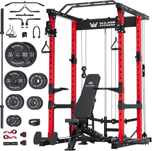 MAJOR FITNESS Drone1 Power Cage - Multi-Function Power Rack for Home Gym, Squat Rack, Cable Crossover System, for Strength Training, Heavy-Duty Steel Construction