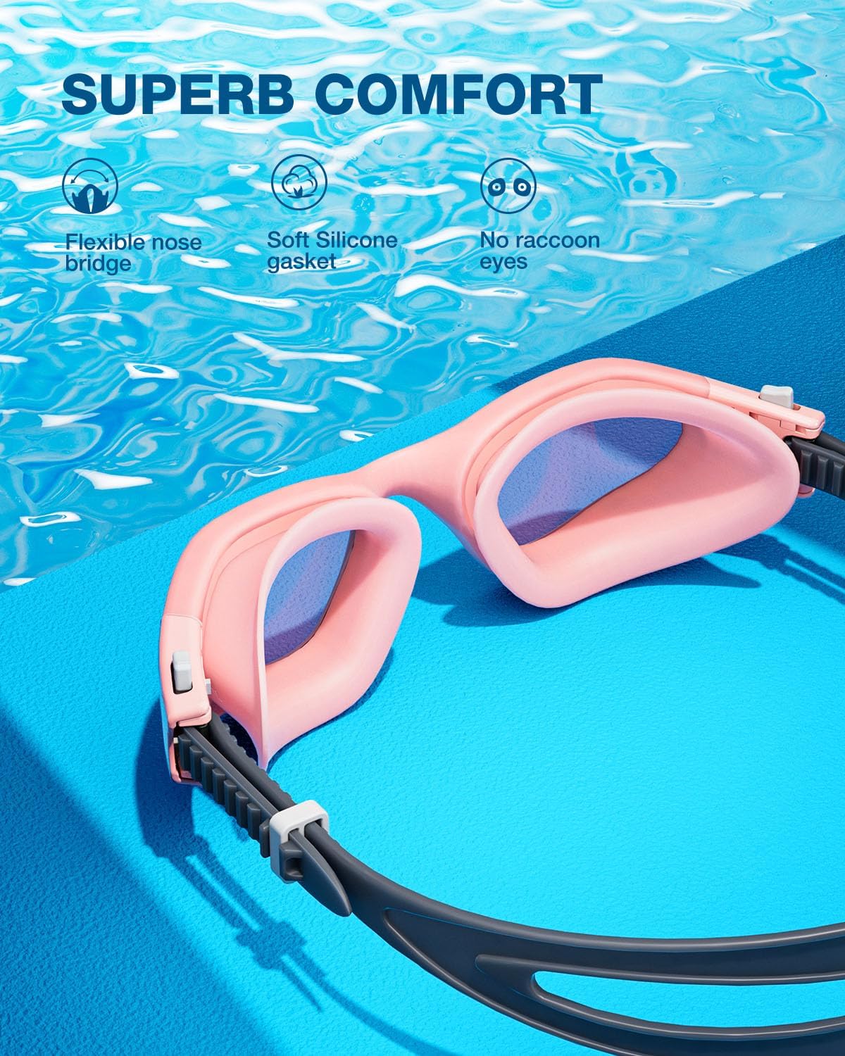 ZIONOR Swim Goggles, G1 SE Swimming Goggles Anti-fog for Adult Men Women