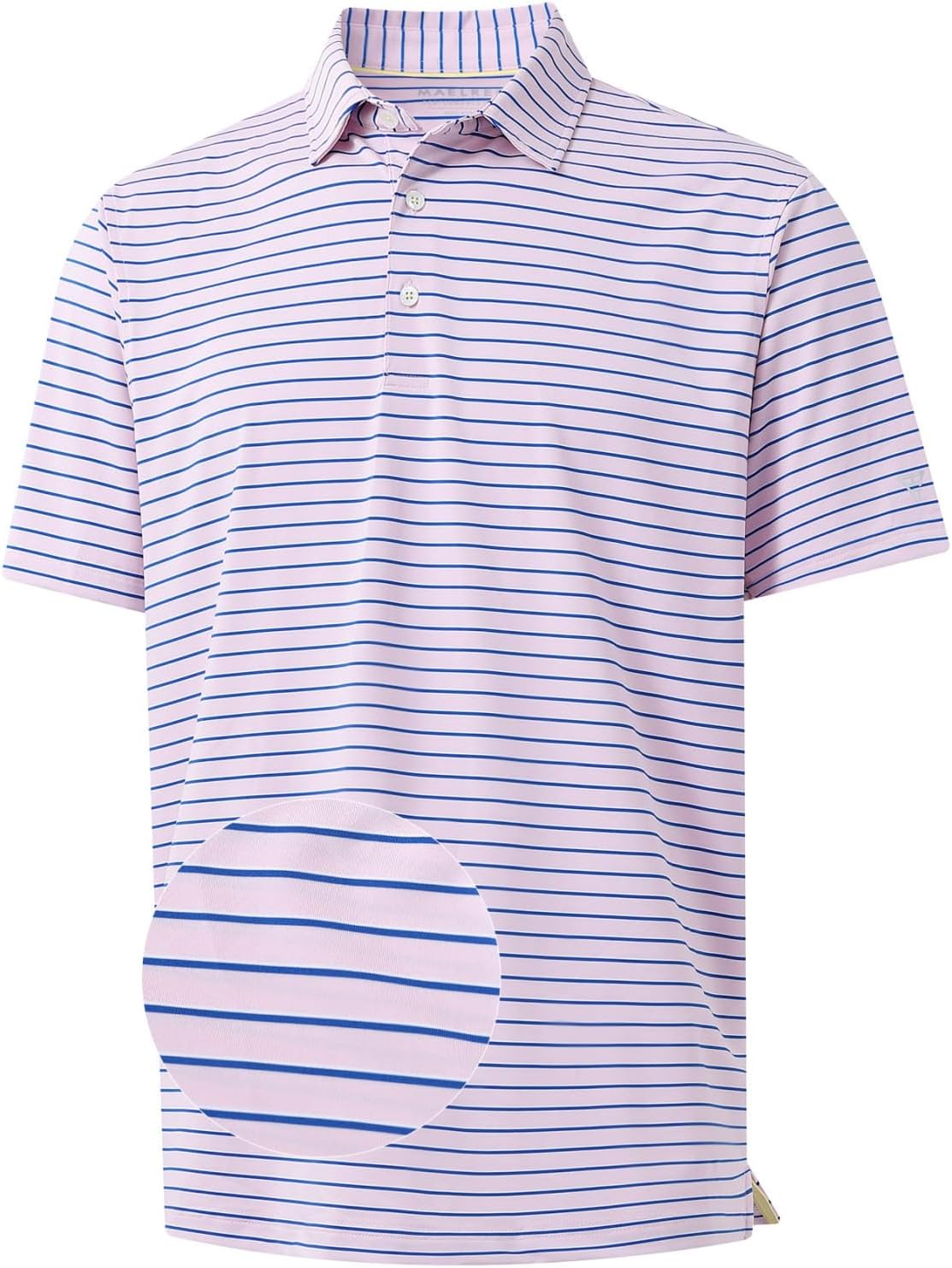 M MAELREG Golf Shirts for Men Moisture Wicking Striped Polo Performance Dry Fit Business Sports Mens Polo Shirts Short Sleeve