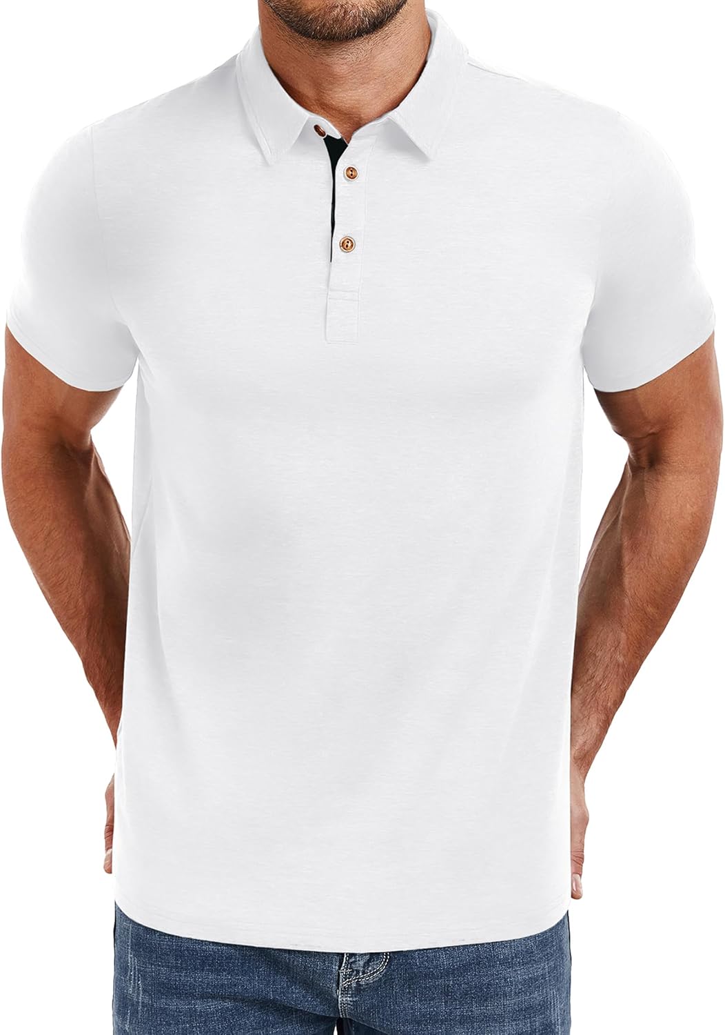 PEGENO Mens Polo Shirts Short Sleeve Casual Cotton Golf Shirts Performance Polo Shirts for Men