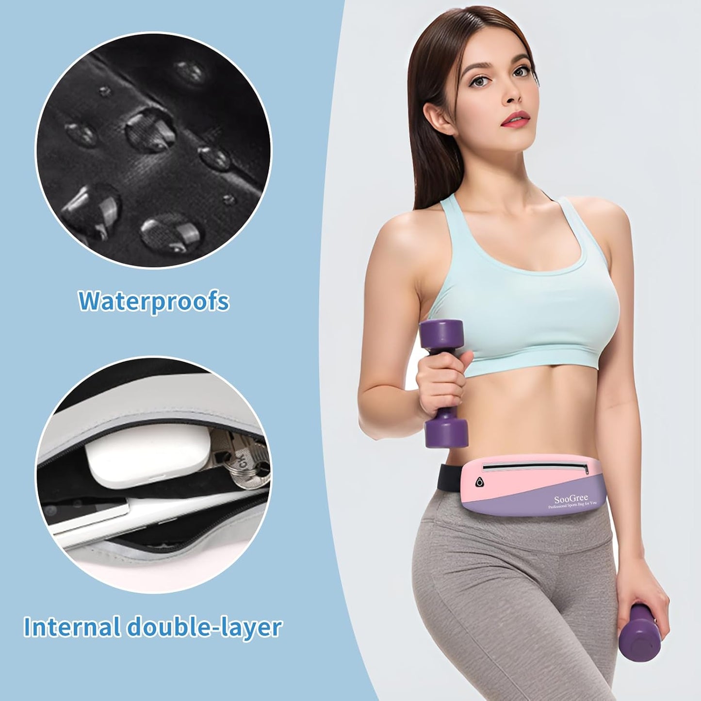 Slim Fanny Packs for Women Men,Waterproof Waist Pack with Reflective Strip Adjustable Strap,Running Belt for Sports Workout Cycling Hiking, Casual Hands-Free Wallets Phone Bag (Style 8)