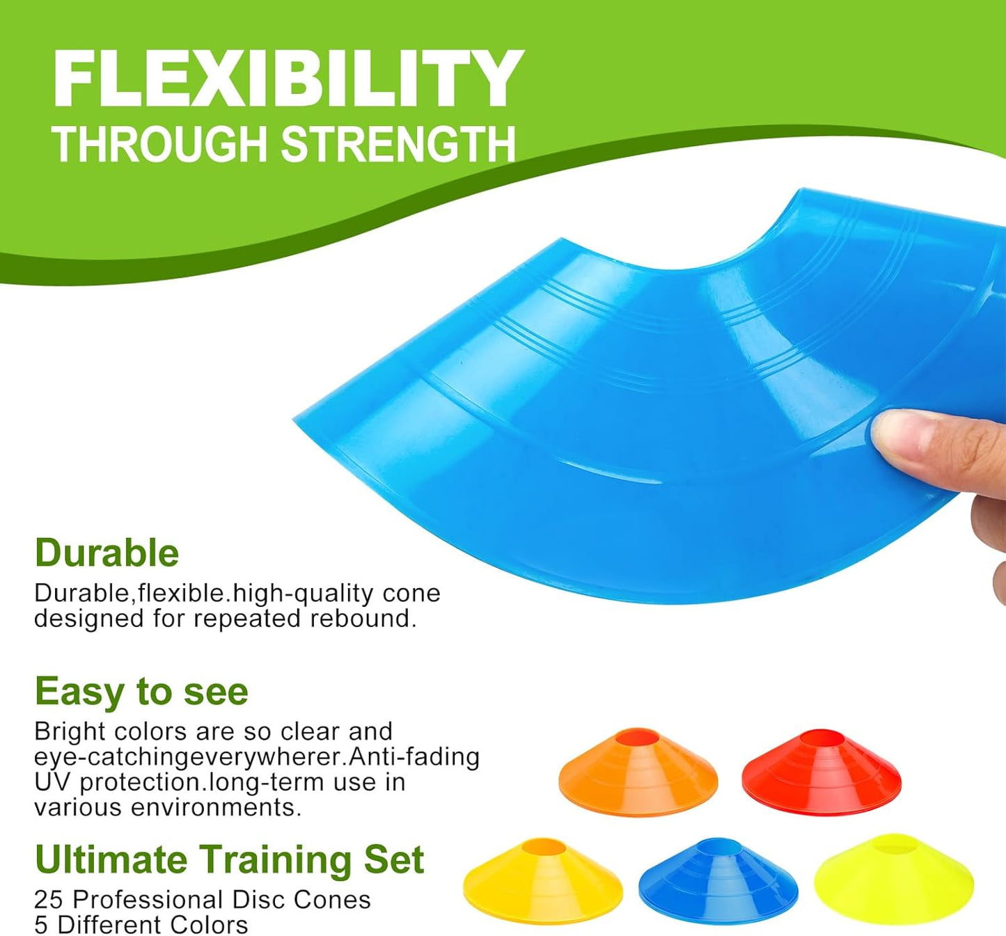 Ashsajkd(Set of 25/50/100 - Agility Soccer Cones with Carry Bag and for ， Football Cones for TrainingFootball, Basketball, Coaching, Agility Cones for Indoor and Outdoor Games