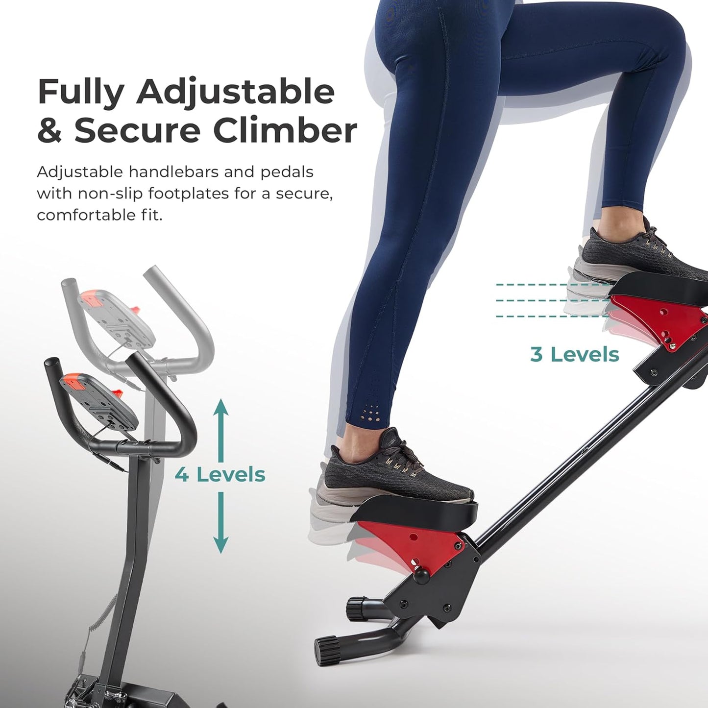 Sunny Health & Fitness Stair Stepper w/Handlebar, Extended Step Range Climber Machine for Legs, Core and Glute Workouts, Connection with Free SunnyFit® App
