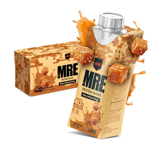REDCON1 MRE Ready to Drink Protein Shakes, Salted Caramel - Protein Drinks with Whole Food Sources - Sugar Free RTD Shake Formulated to Fuel Athletes at Any Time (12 Pack)
