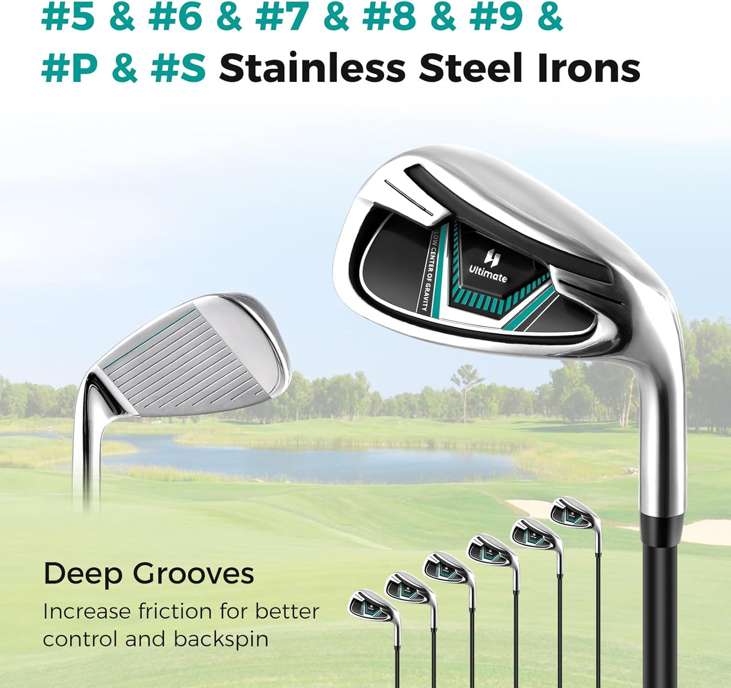 Goplus Complete Golf Club Package Set for Men, 11 PCS Right Handed Golf Clubs with 460CC #1 Driver, #3 Fairway Wood, #5 Hybrid, #5/#6/#7/#8/#9/#S/#P Irons, Putter, Golf Stand Bag with Rain Hood