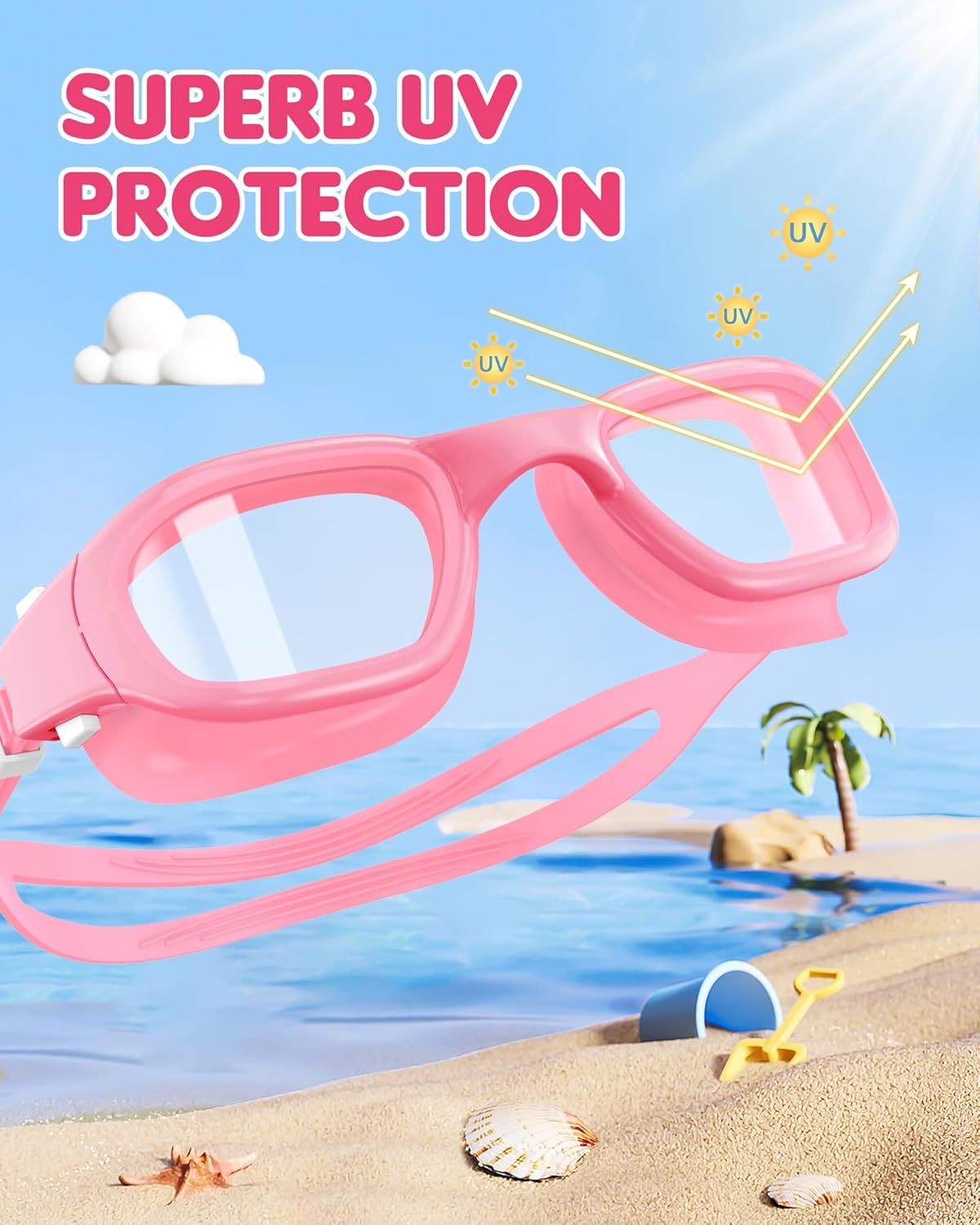 Kids Swim Goggles,Swimming Goggles for Kids 6-14, Anti-Fog UV Protection Pool Glasses for Boys Girls
