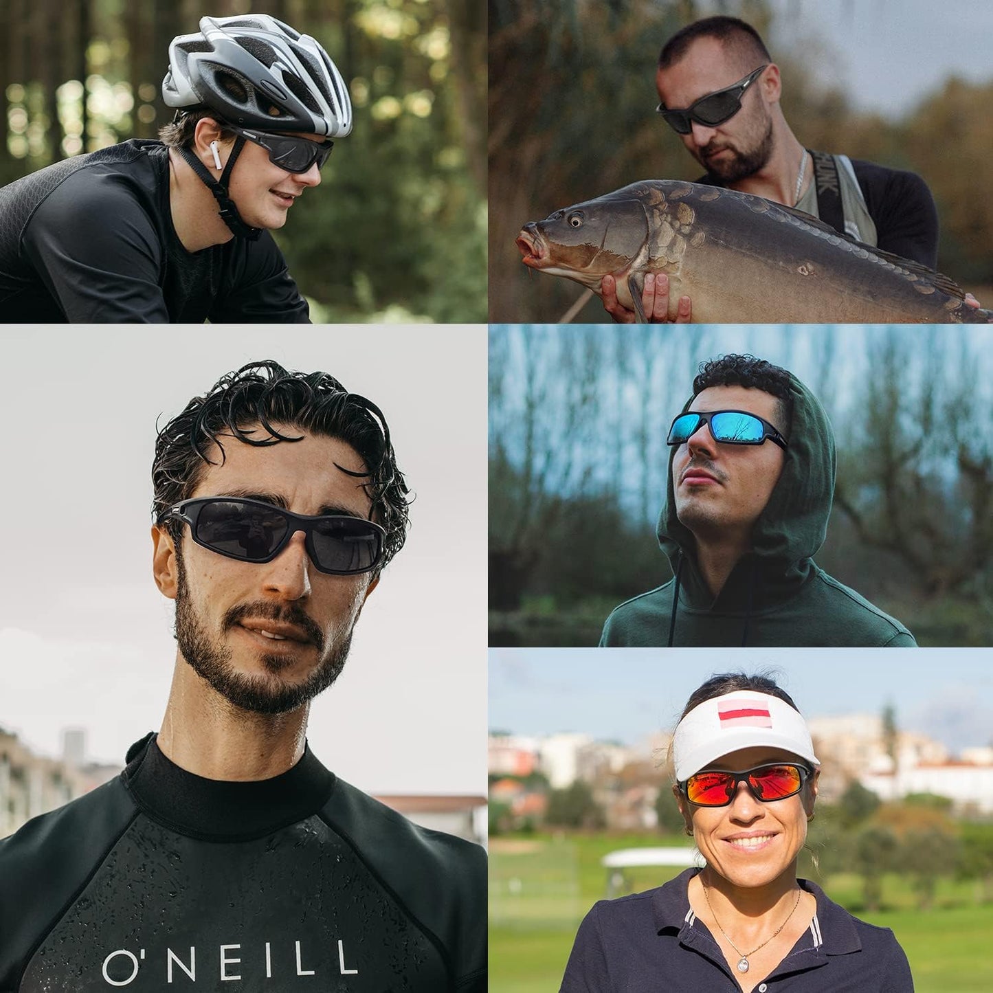3PACK Polarized Sports Sunglasses for Men Driving Golf Fishing Running Sun Glasses UV400 Protection