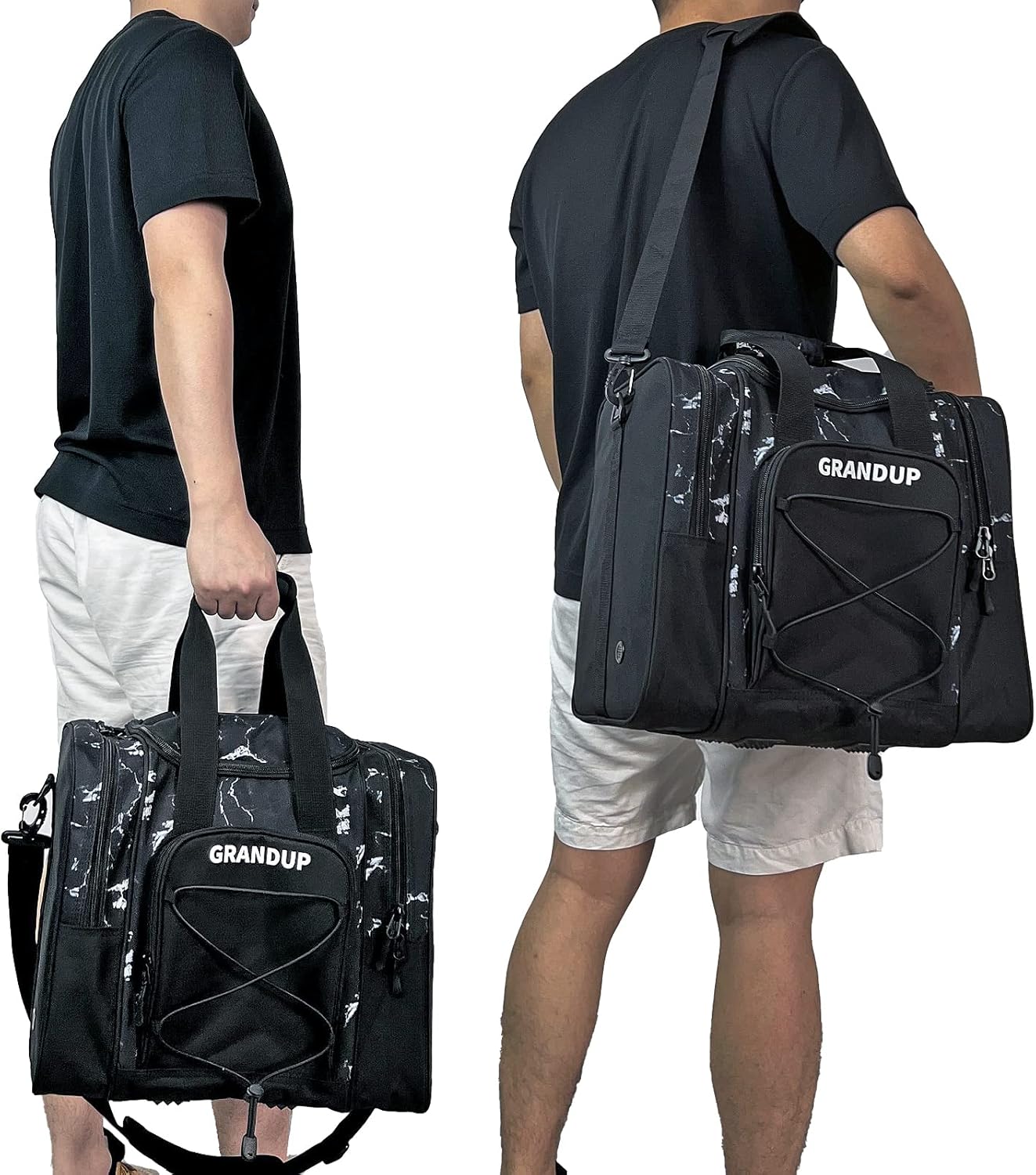 GRANDUP Bowling Ball Bag for Single Ball - Black Bowling accessories Ball Tote Bag Bowling Bag with Padded Ball Holder - Fits Bowling Shoes Up to Mens Size 14