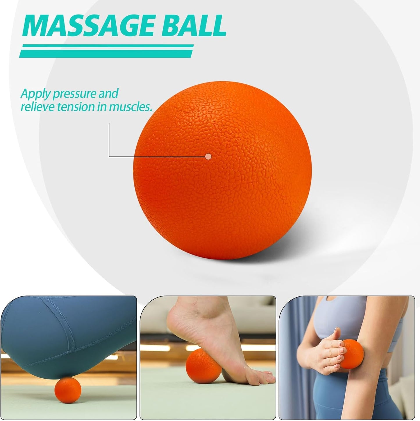 5-in-1 Foam Roller Set, Massage Roller Stick, Massage Ball, Resistance Band for Deep Muscle Massage, Trigger Point Release, Pilates, Yoga (Orange-Wave)