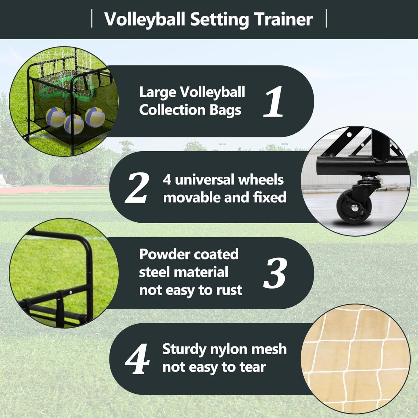 Volleyball Setter Trainer Net with Adjustable Height and Angle for Indoor and Outdoor Practice, Perfect Target Net for Setting, Serving, and Spiking Training Equipment