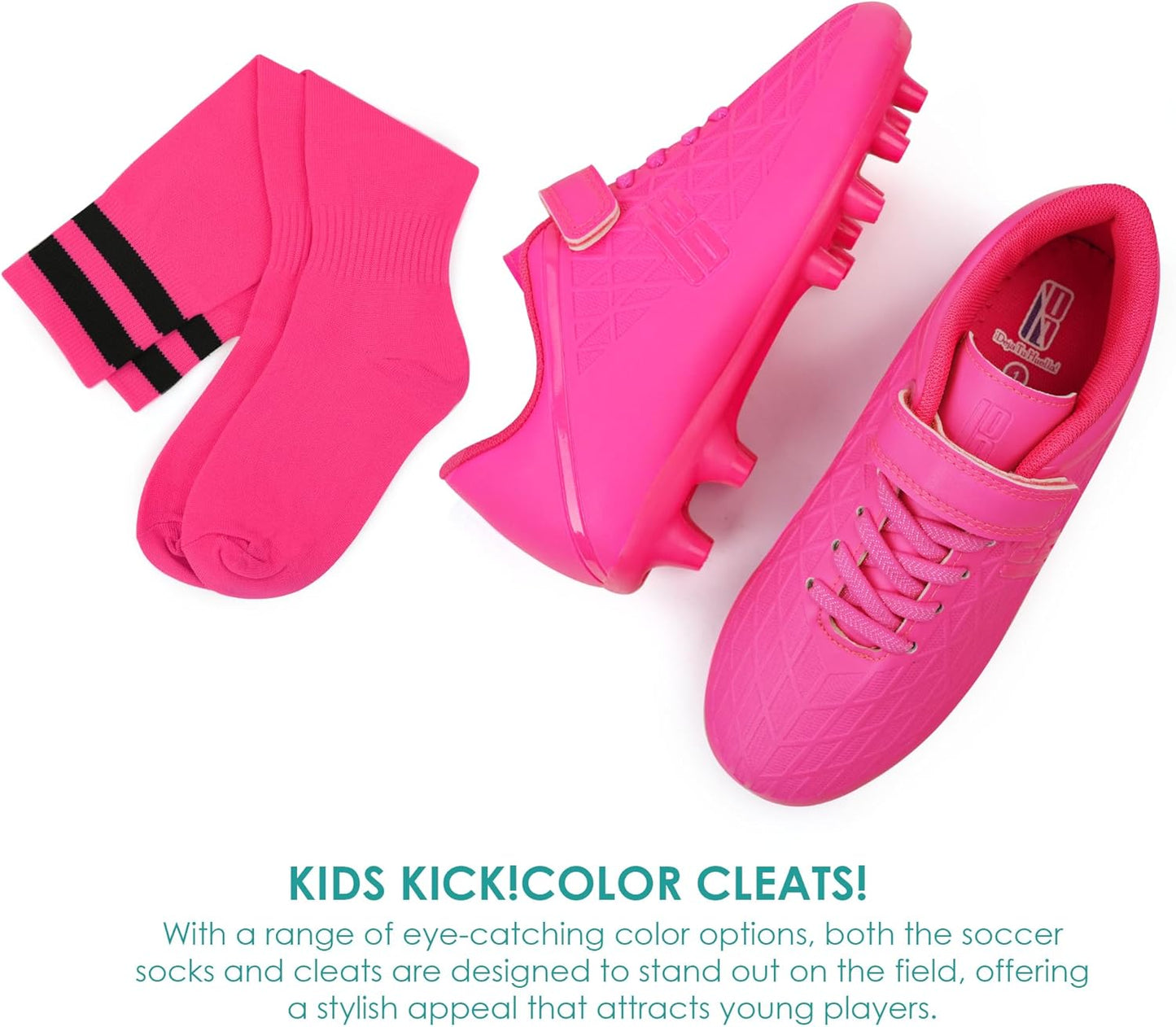 brooman Kids Firm Ground Soccer Cleats Boys Girls Football Cleats with Soccer Socks