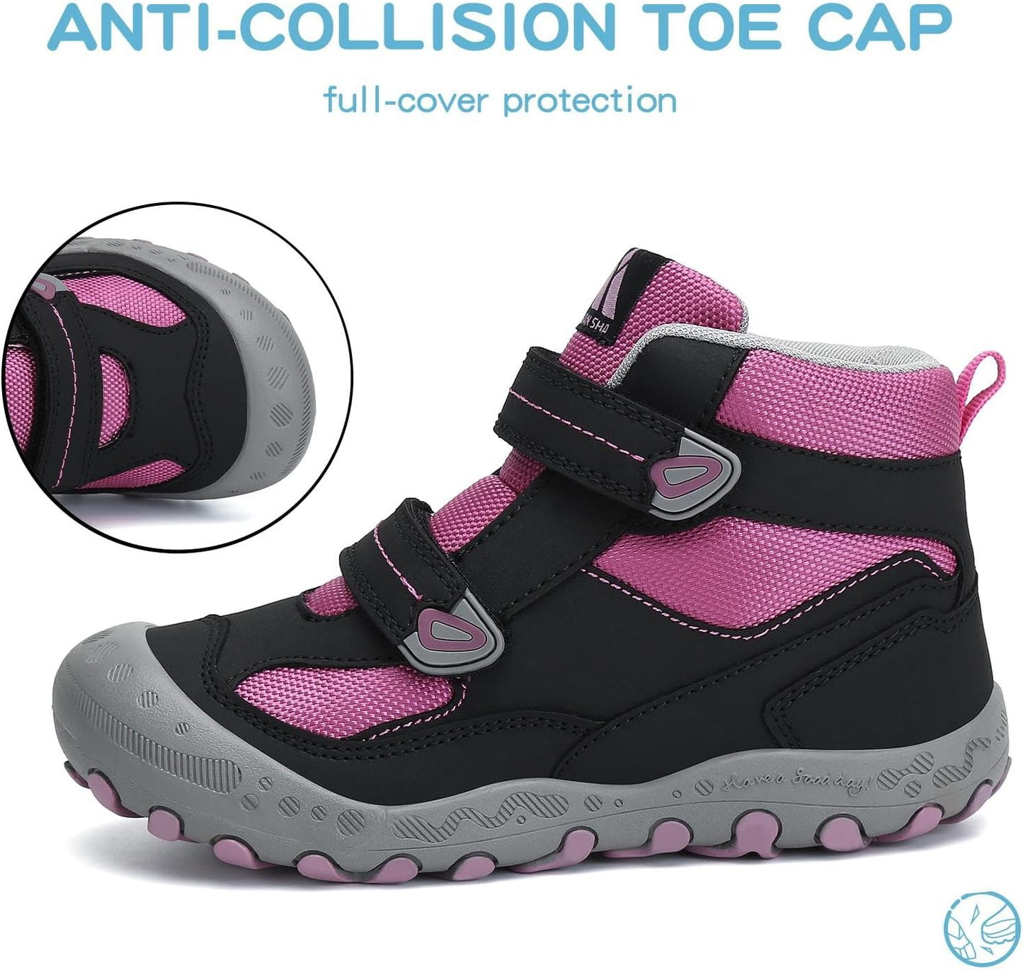 Mishansha Kids Water Resistant Hiking Boots, Boys Girls Anti Collision Anti-Skid Athletic Outdoor Adventure Trekking Shoes