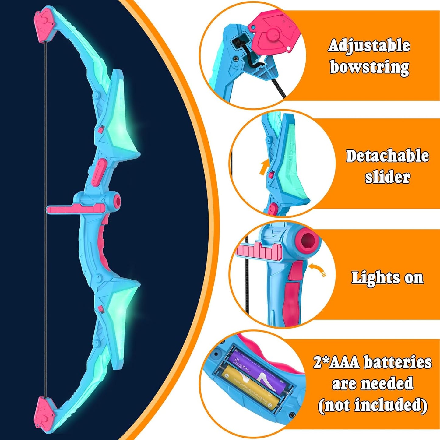 2 Pack Bow and Arrow Set for Kids, Light Up Archery Set with 14 Suction Cup Arrows, Outdoor Toys for Kids Ages 6-8 8-12, Birthday Gifts Ideas Toys for 4 5 6 7 8 9 10 Year Old Girls Boys