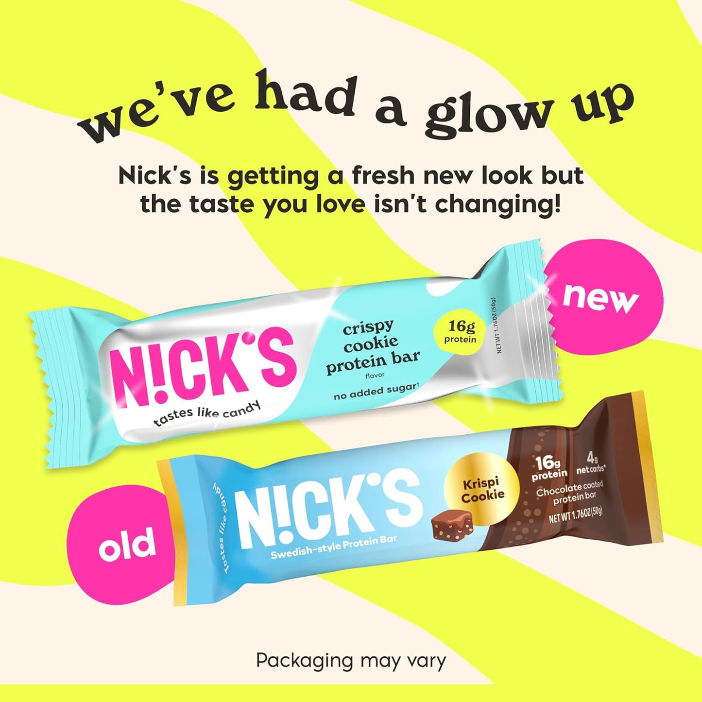 Nick's Protein Bars Crispy Cookie Chocolate, High Protein, Low Calories, Low Carb, Keto Friendly Snacks No Added Sugar (Multipack 12 bars x 50g), Crispy Cookie flavor