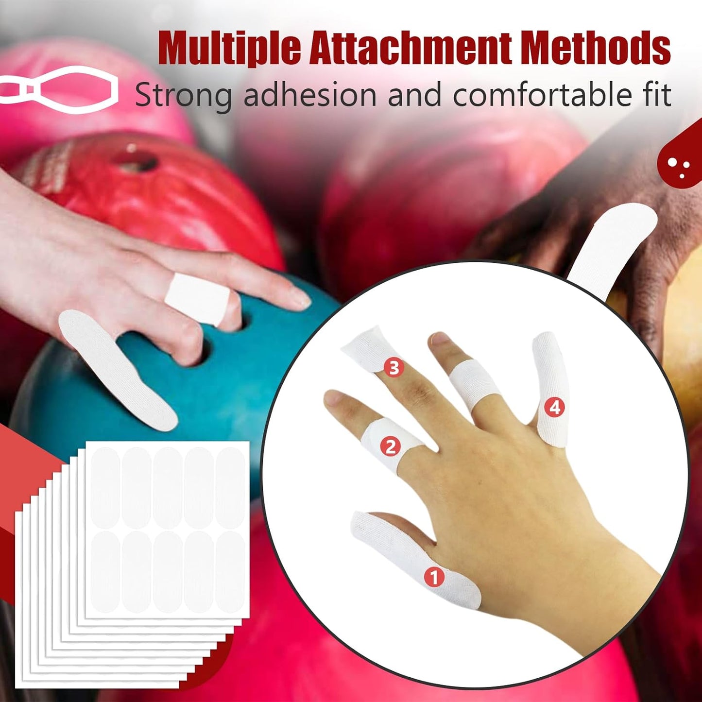 100 PCS Bowling Thumb Tape - Bowling Finger Tape - Thumb Tape Protector for Bowling(Multiple Colors, 1 x 2.8 Inches, Breathable)