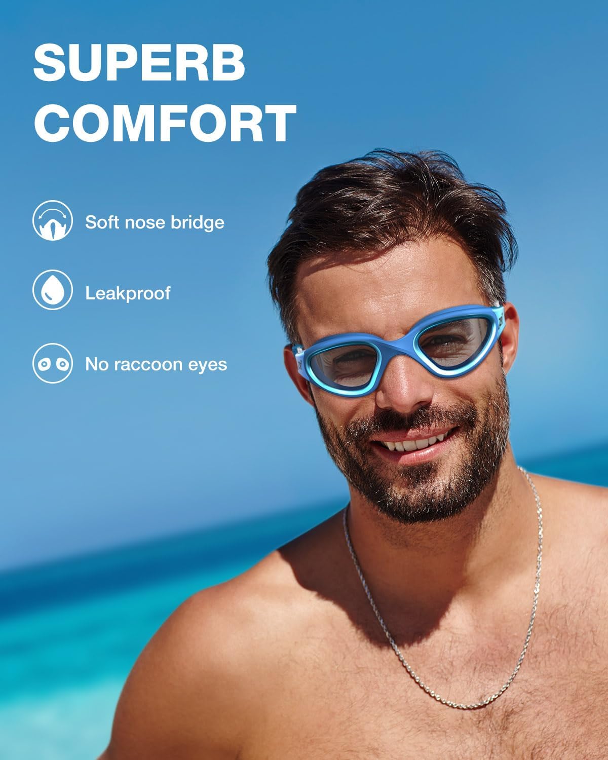 ZIONOR Swim Goggles, G1 MAX Polarized Anti-Fog Swimming Goggles for Men Women